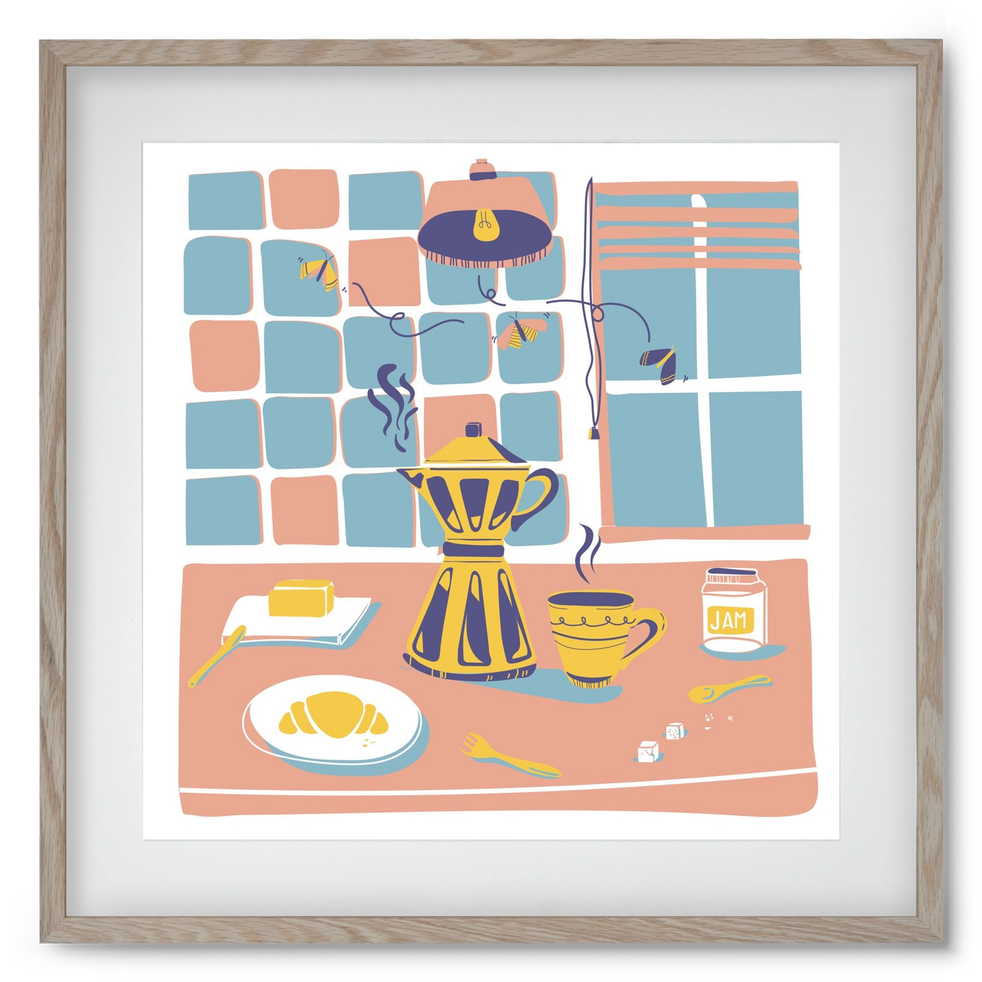 Pastel Breakfast, 50x50 cm (40x40 cm), Tölgy keret, paszpartuval