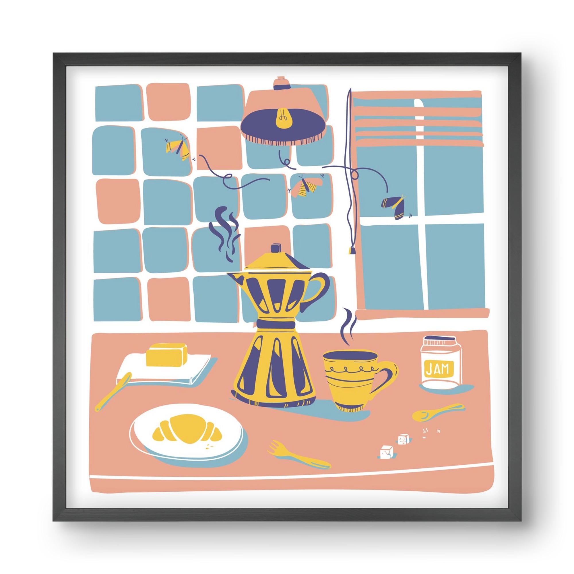 Pastel Breakfast, 40x40 cm (40x40 cm), Fekete keret