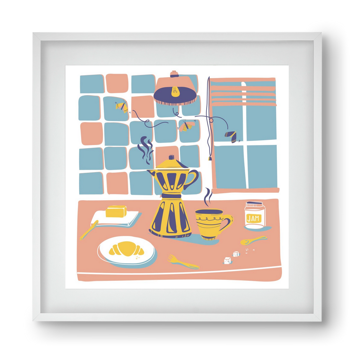 Pastel Breakfast, 40x40 cm (30x30 cm), Fehér keret, paszpartuval