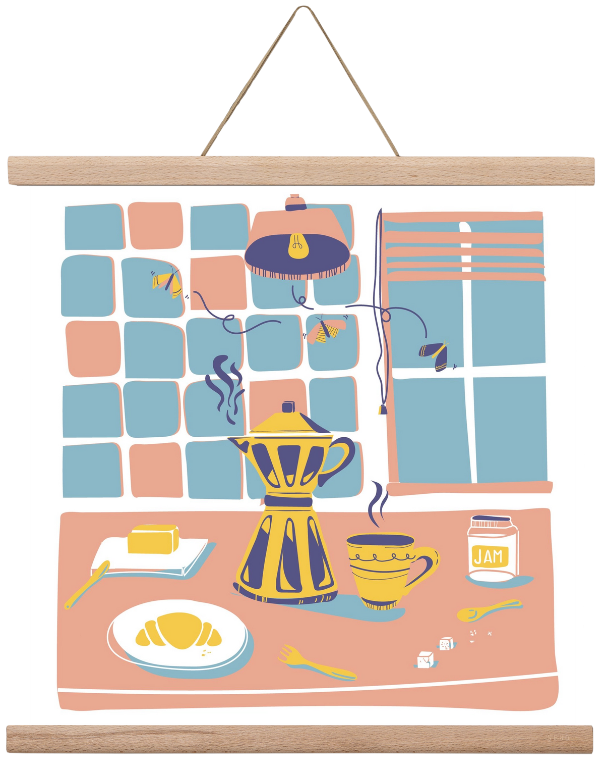 Pastel Breakfast, 40x40 cm (40x40 cm), Tölgy akasztó