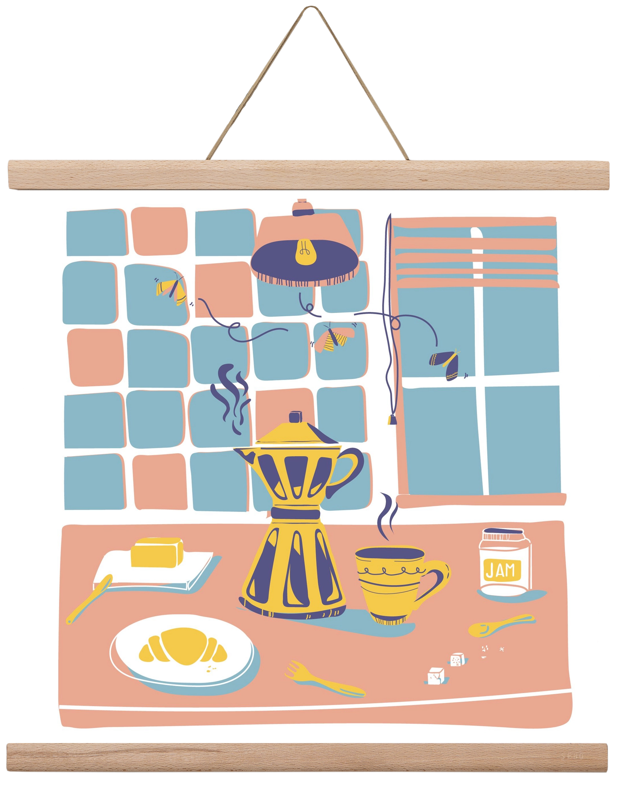Pastel Breakfast, 40x40 cm (40x40 cm), Tölgy akasztó