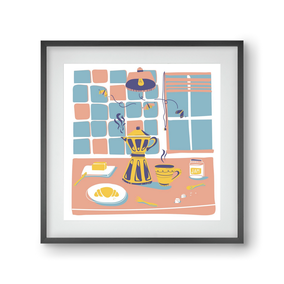 Pastel Breakfast, 30x30 cm (20x20 cm), Fekete keret, paszpartuval