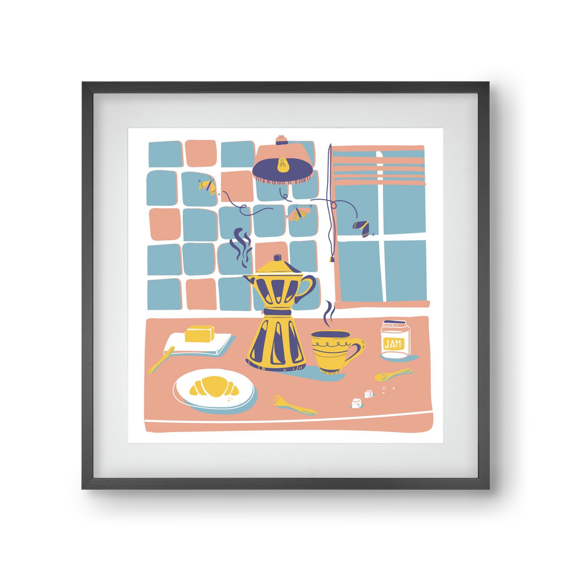 Pastel Breakfast, 30x30 cm (20x20 cm), Fekete keret, paszpartuval