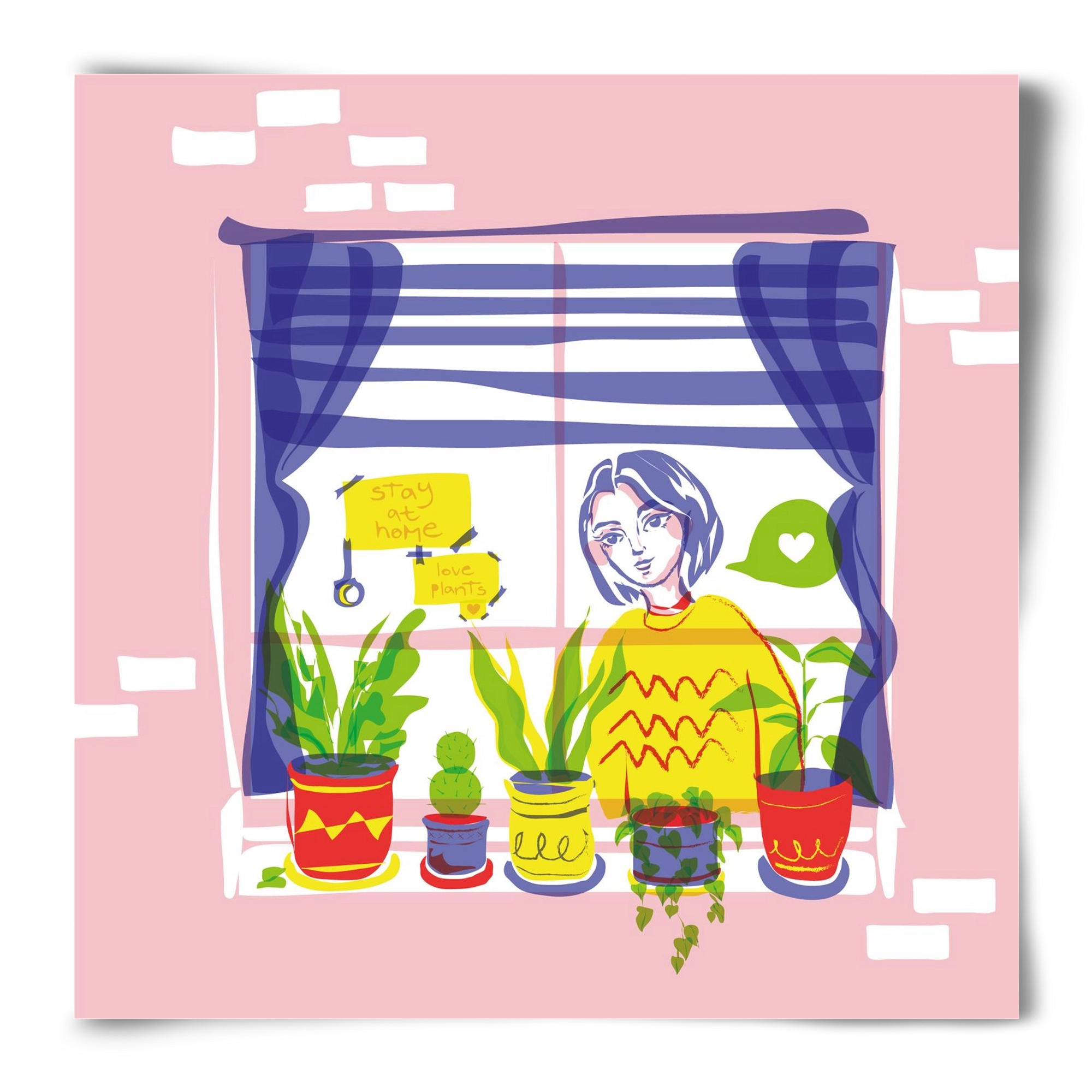 STAY AT HOME & LOVE YOUR PLANTS, 50x50 cm, Keret nélkül