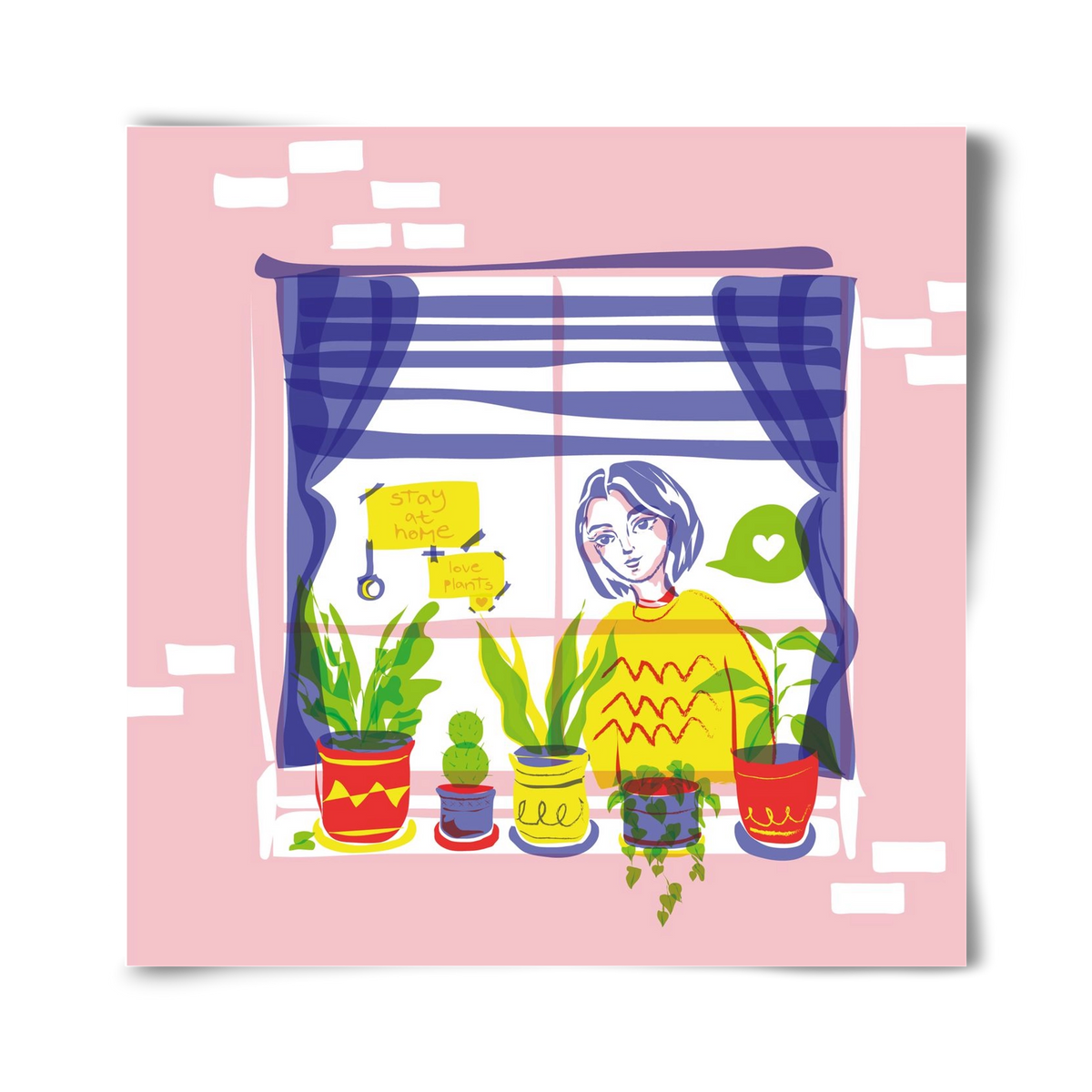 STAY AT HOME & LOVE YOUR PLANTS, 40x40 cm, Keret nélkül