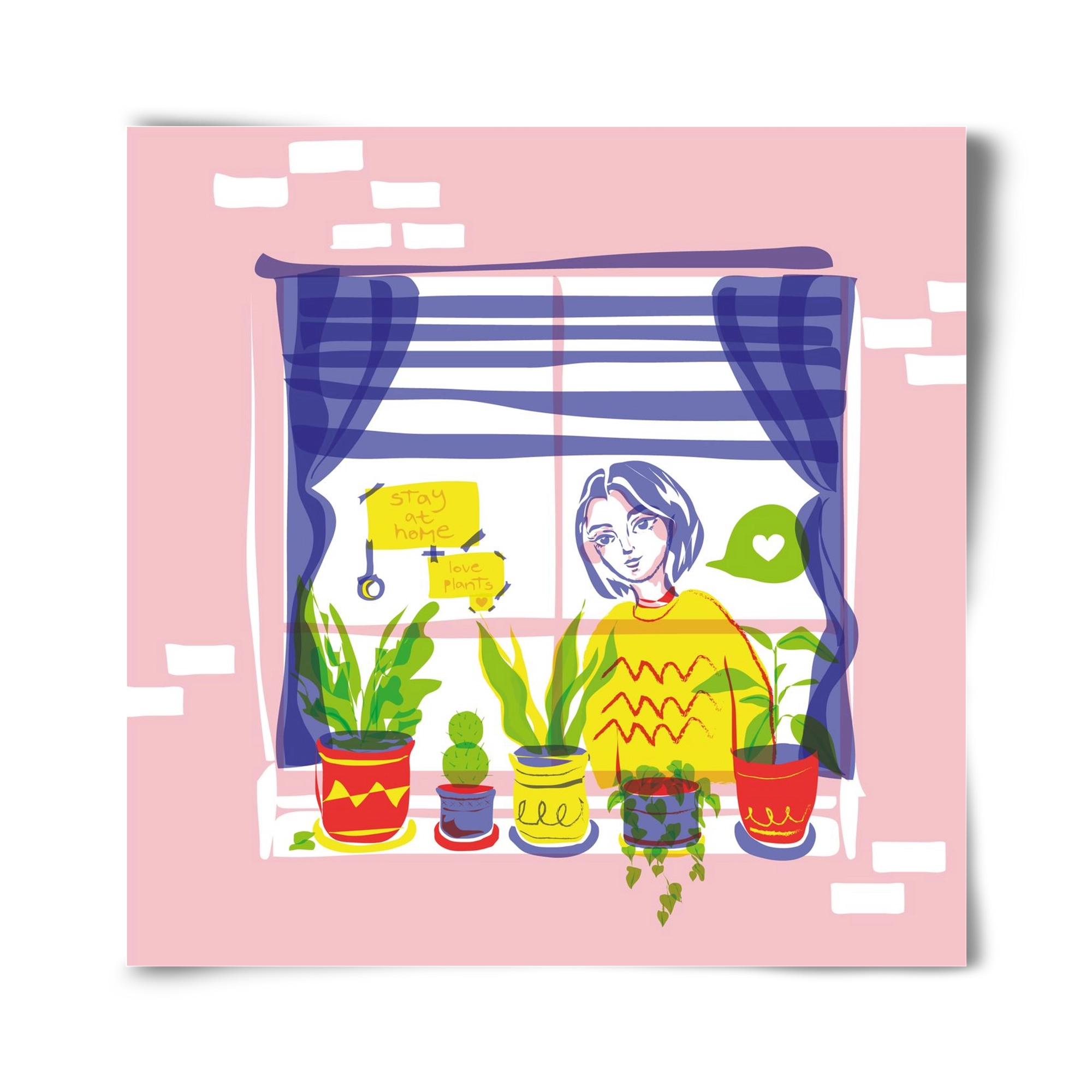 STAY AT HOME & LOVE YOUR PLANTS, 40x40 cm, Keret nélkül