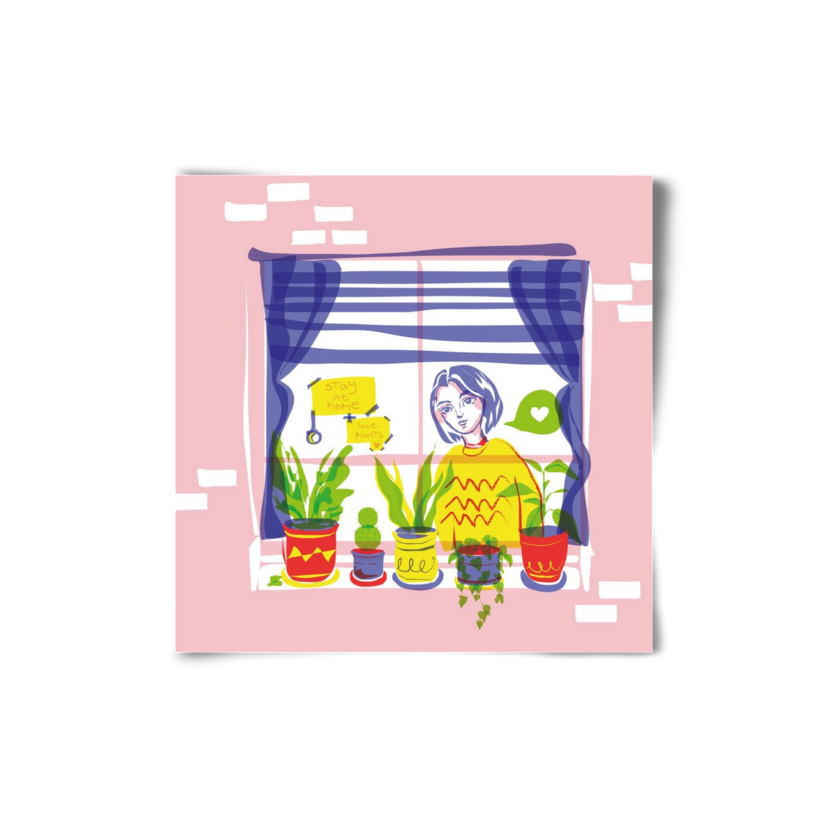 STAY AT HOME & LOVE YOUR PLANTS, 20x20 cm, Keret nélkül