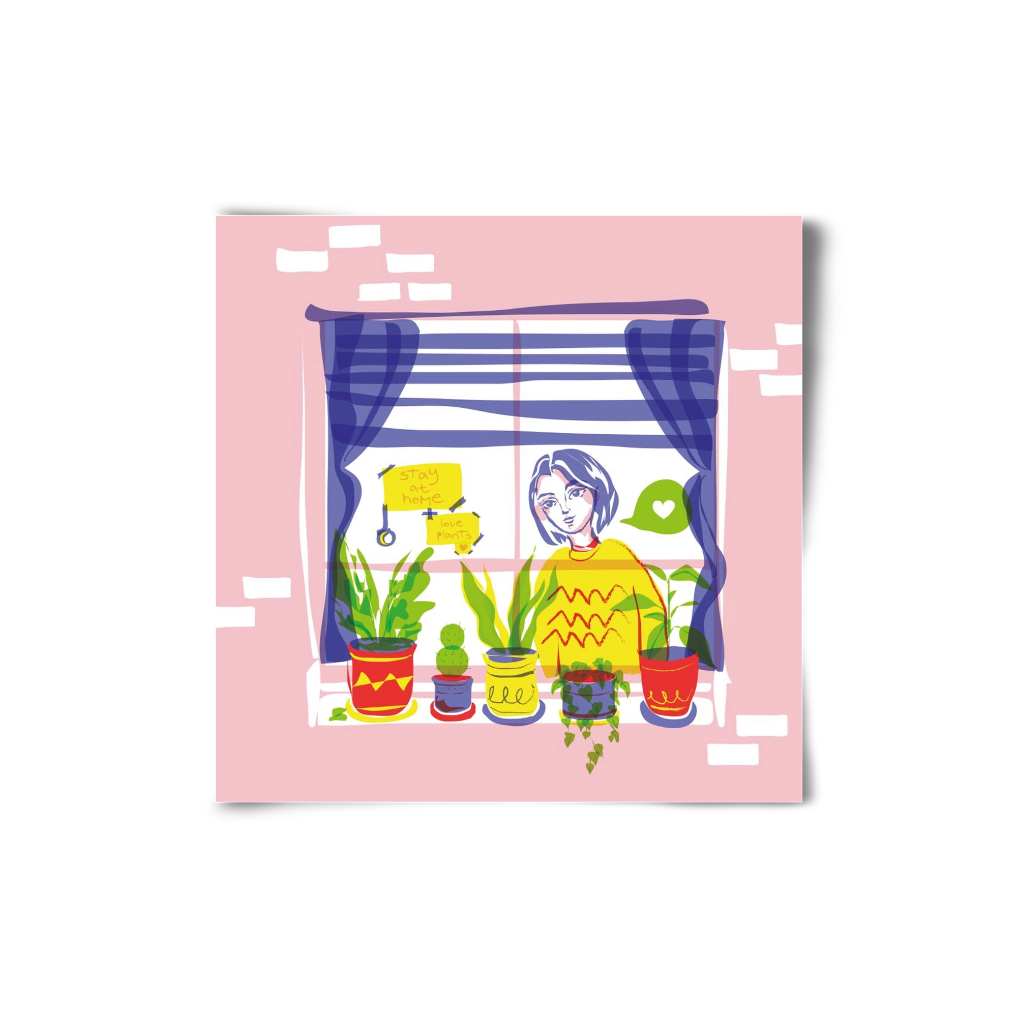 STAY AT HOME & LOVE YOUR PLANTS, 20x20 cm, Keret nélkül