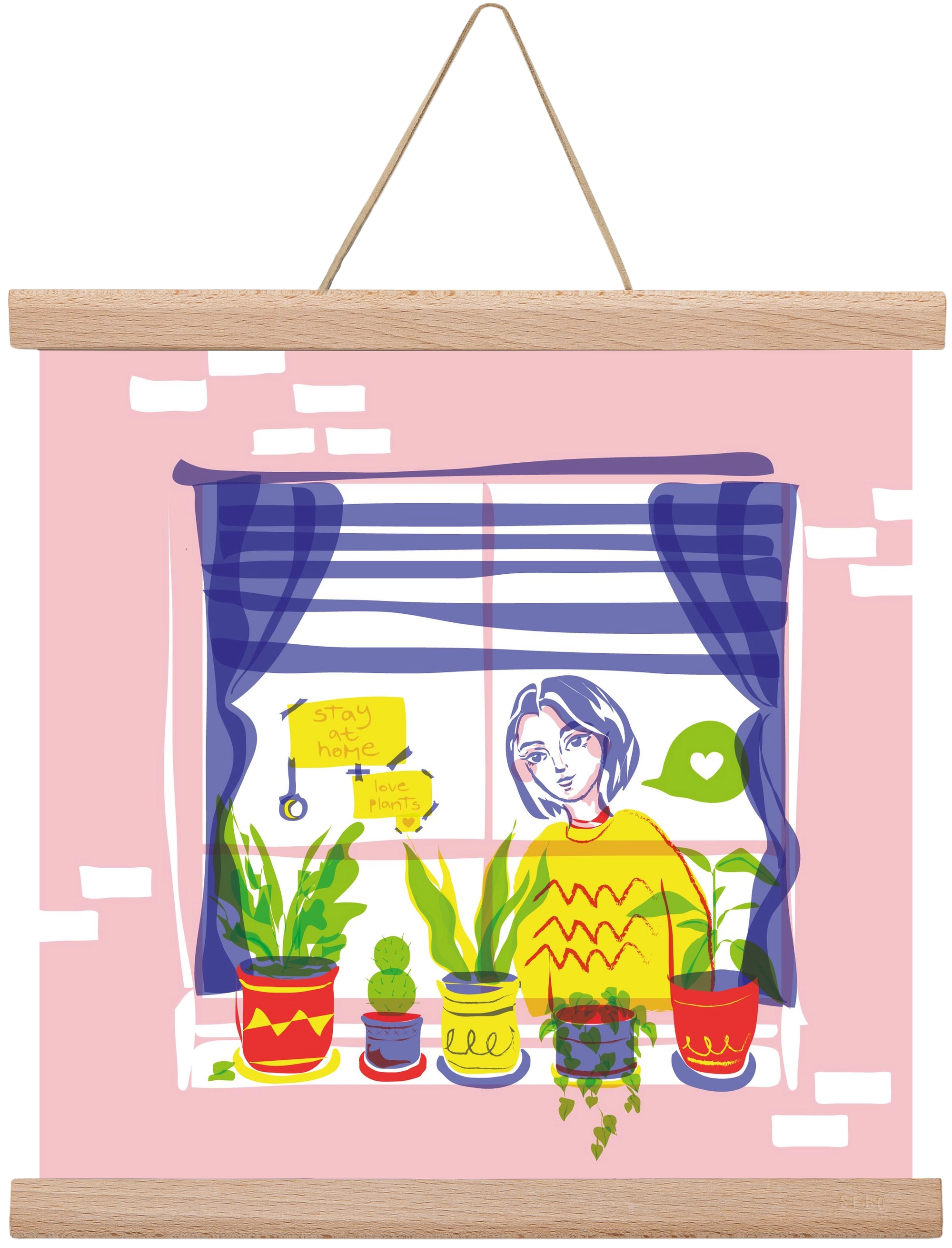 STAY AT HOME & LOVE YOUR PLANTS, 30x30 cm (30x30 cm), Tölgy akasztó