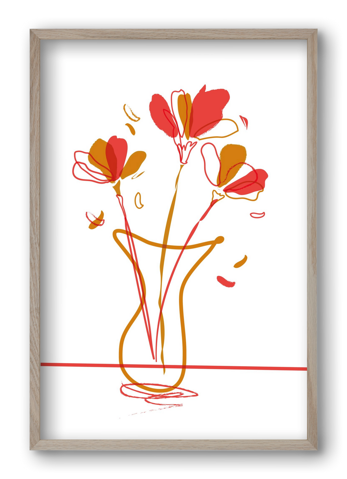 AUTUMN FLOWERS, 40x60 cm (40x60 cm), Tölgy keret