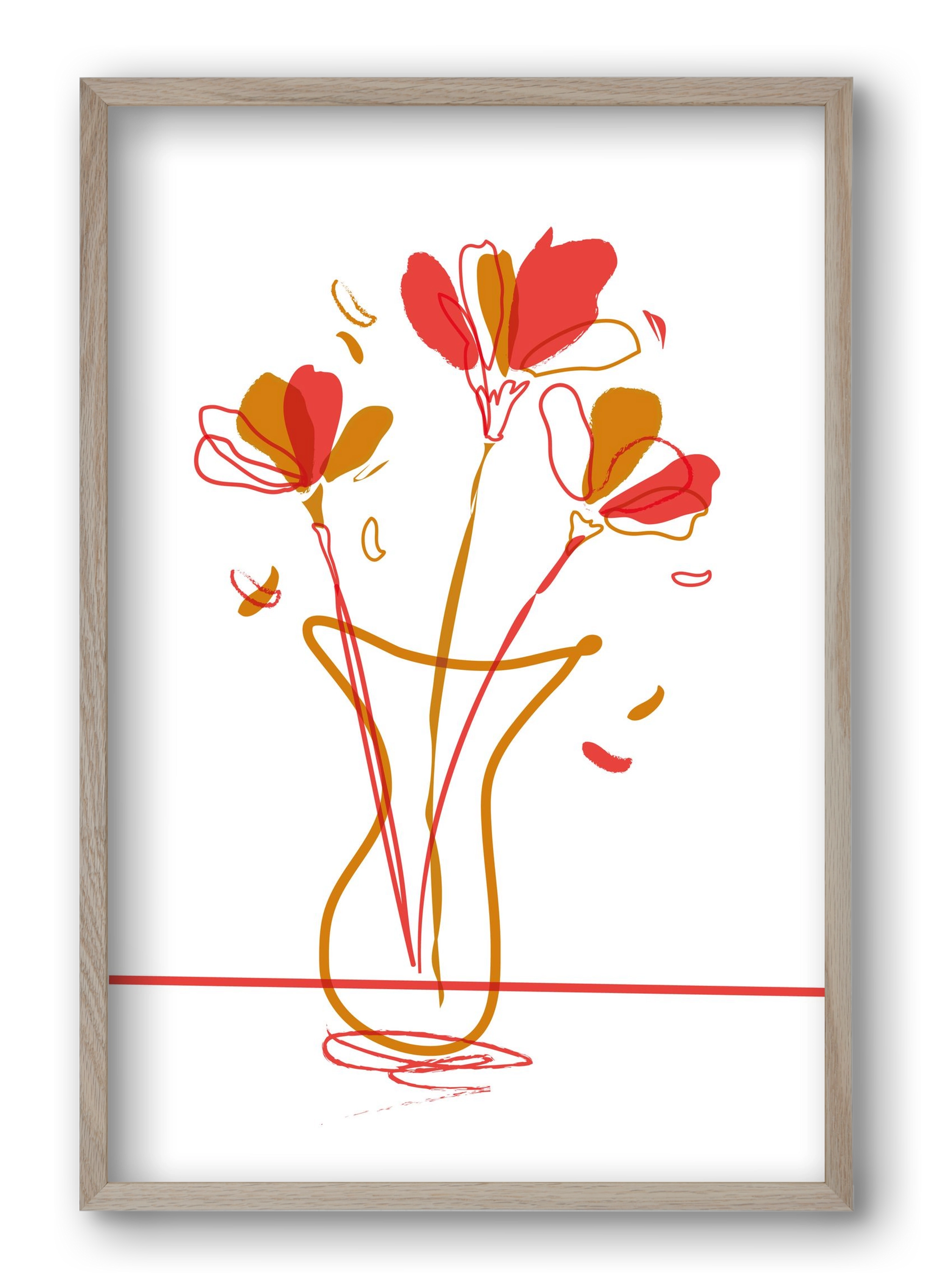 AUTUMN FLOWERS, 40x60 cm (40x60 cm), Tölgy keret