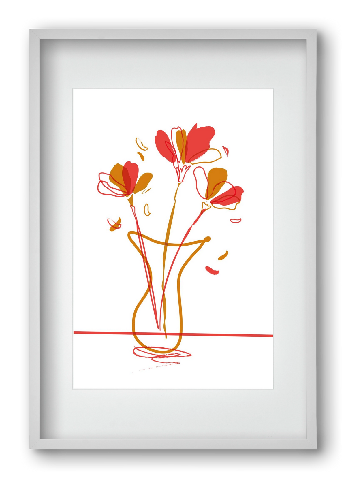 AUTUMN FLOWERS, 40x60 cm (30x45 cm), Fehér keret, paszpartuval