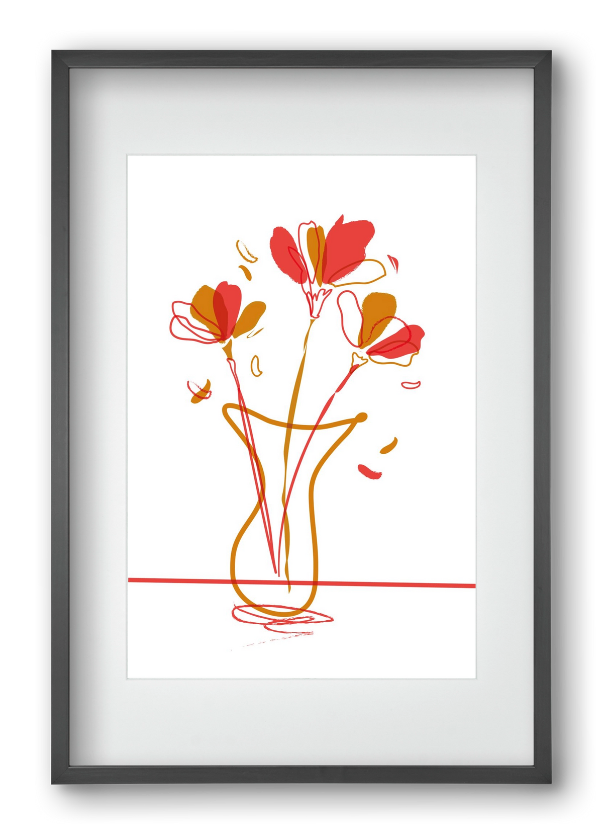 AUTUMN FLOWERS, 40x60 cm (30x45 cm), Fekete keret, paszpartuval