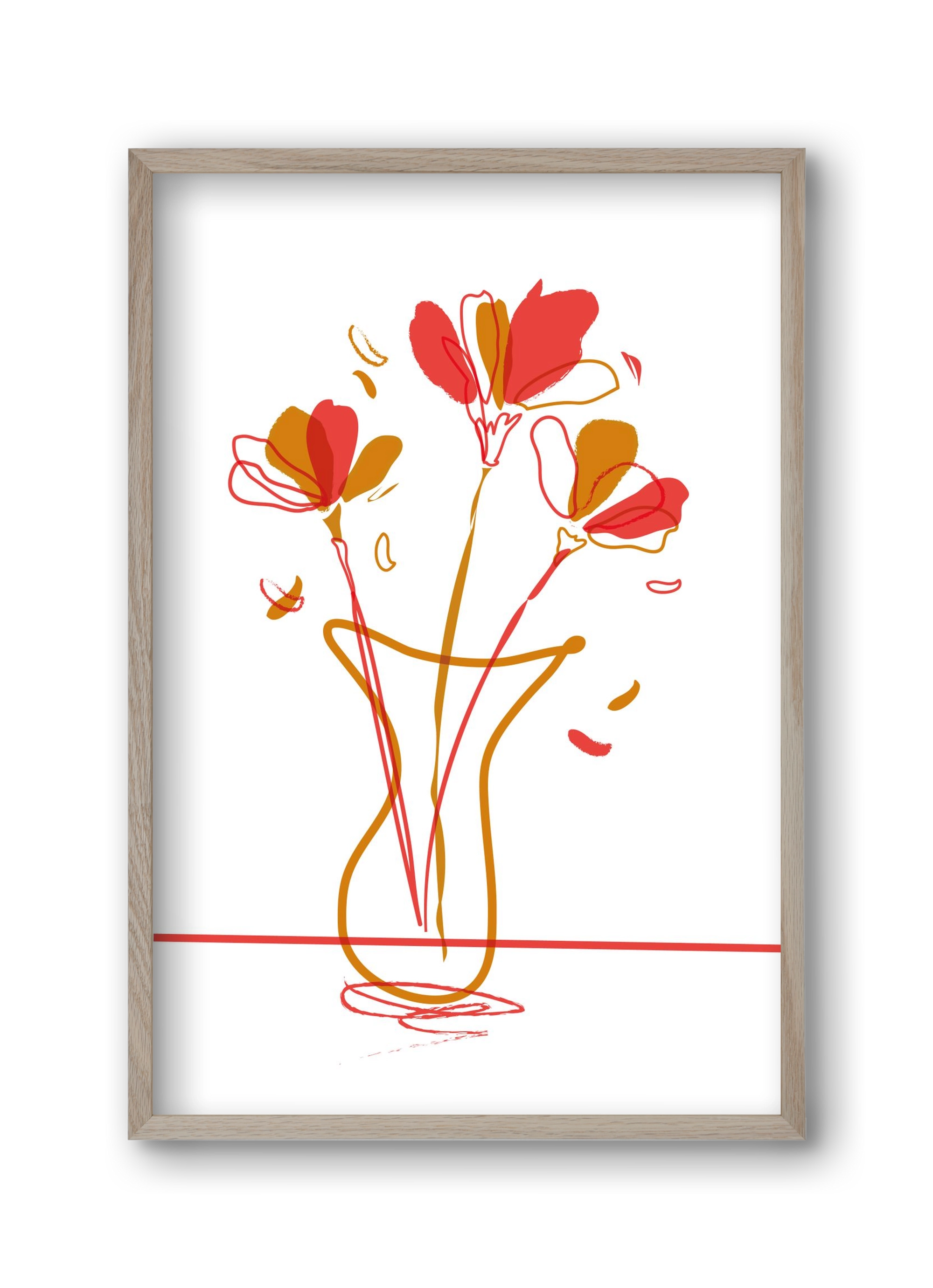 AUTUMN FLOWERS, 30x45 cm (30x45 cm), Tölgy keret