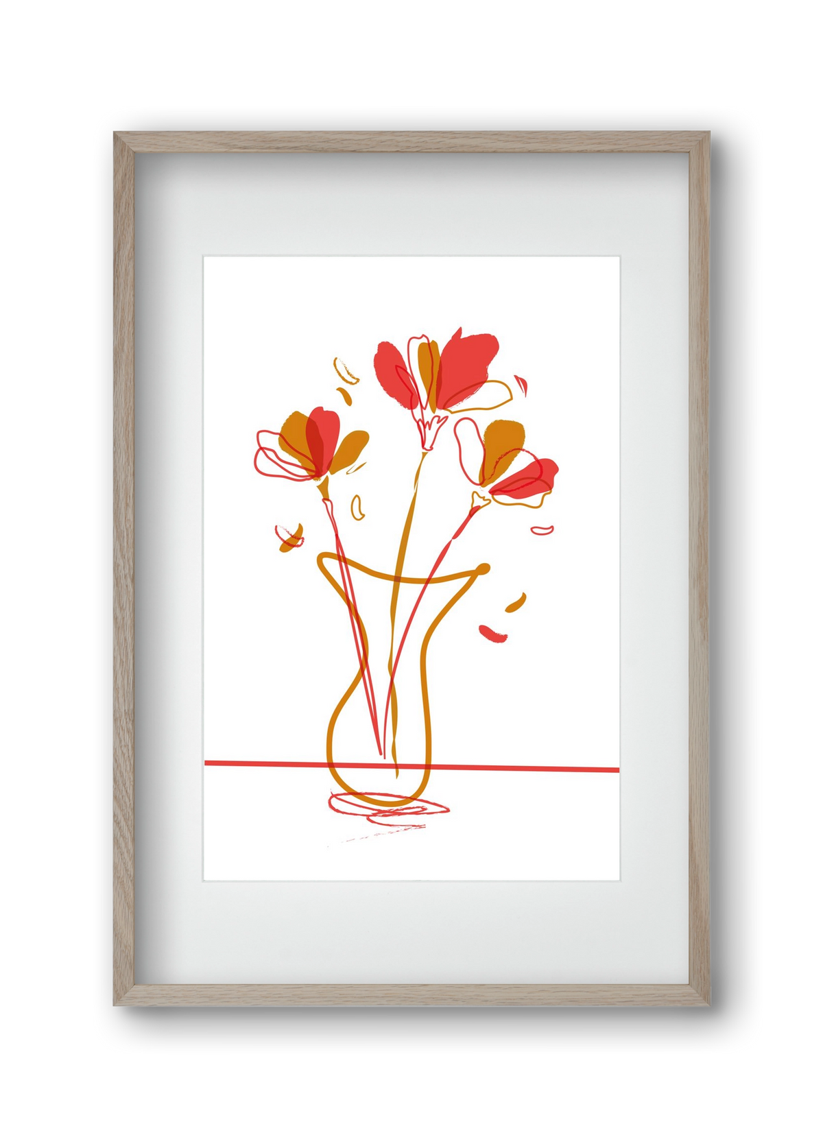 AUTUMN FLOWERS, 30x45 cm (20x30 cm), Tölgy keret, paszpartuval