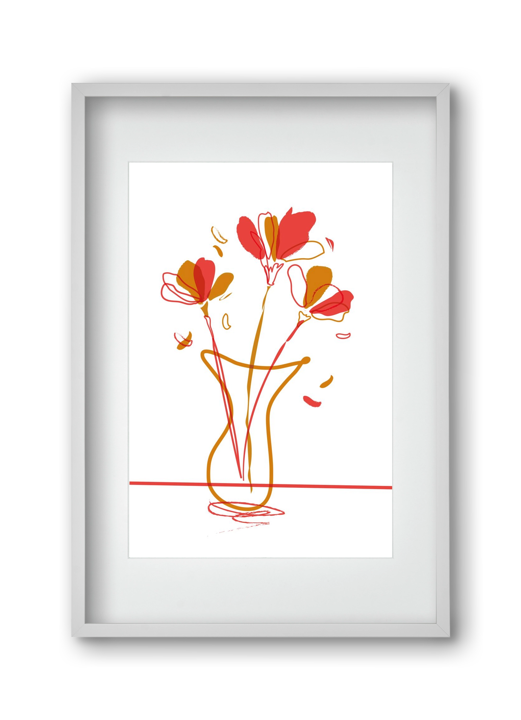 AUTUMN FLOWERS, 30x45 cm (20x30 cm), Fehér keret, paszpartuval