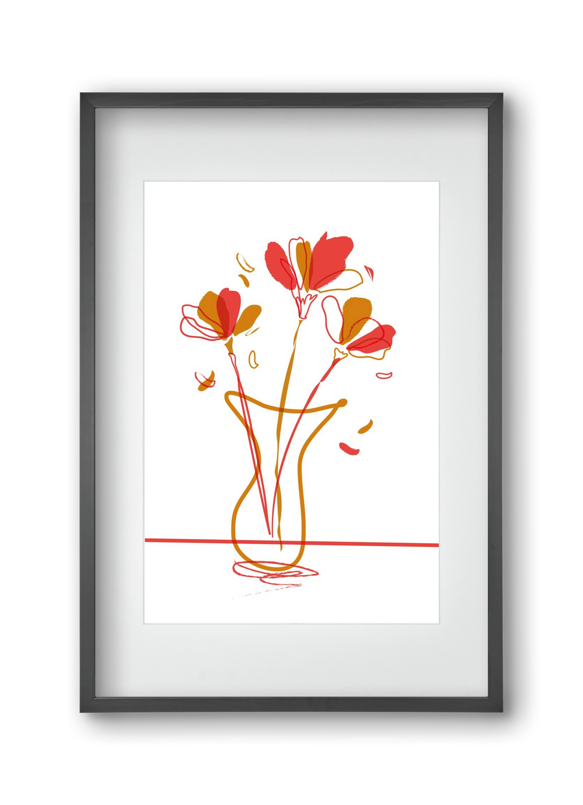 AUTUMN FLOWERS, 30x45 cm (20x30 cm), Fekete keret, paszpartuval