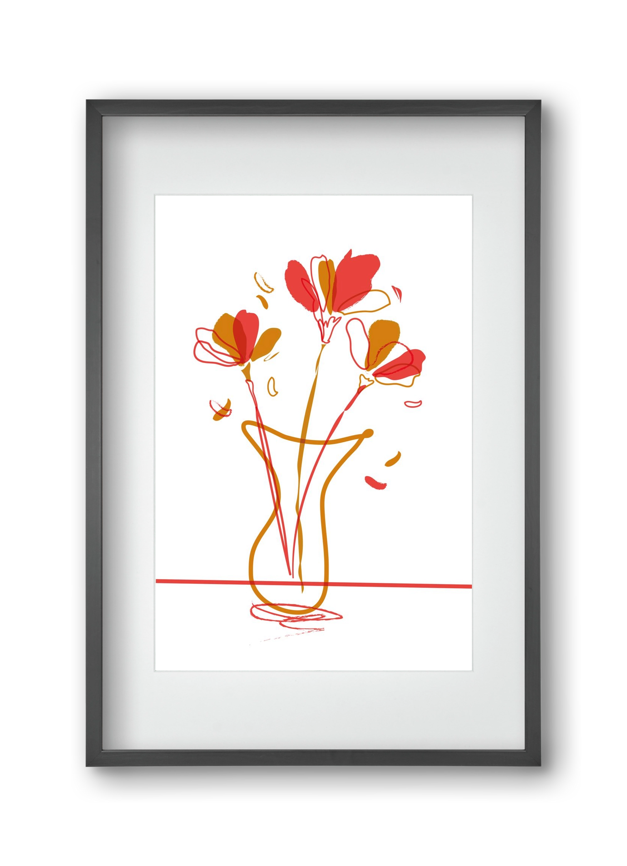 AUTUMN FLOWERS, 30x45 cm (20x30 cm), Fekete keret, paszpartuval