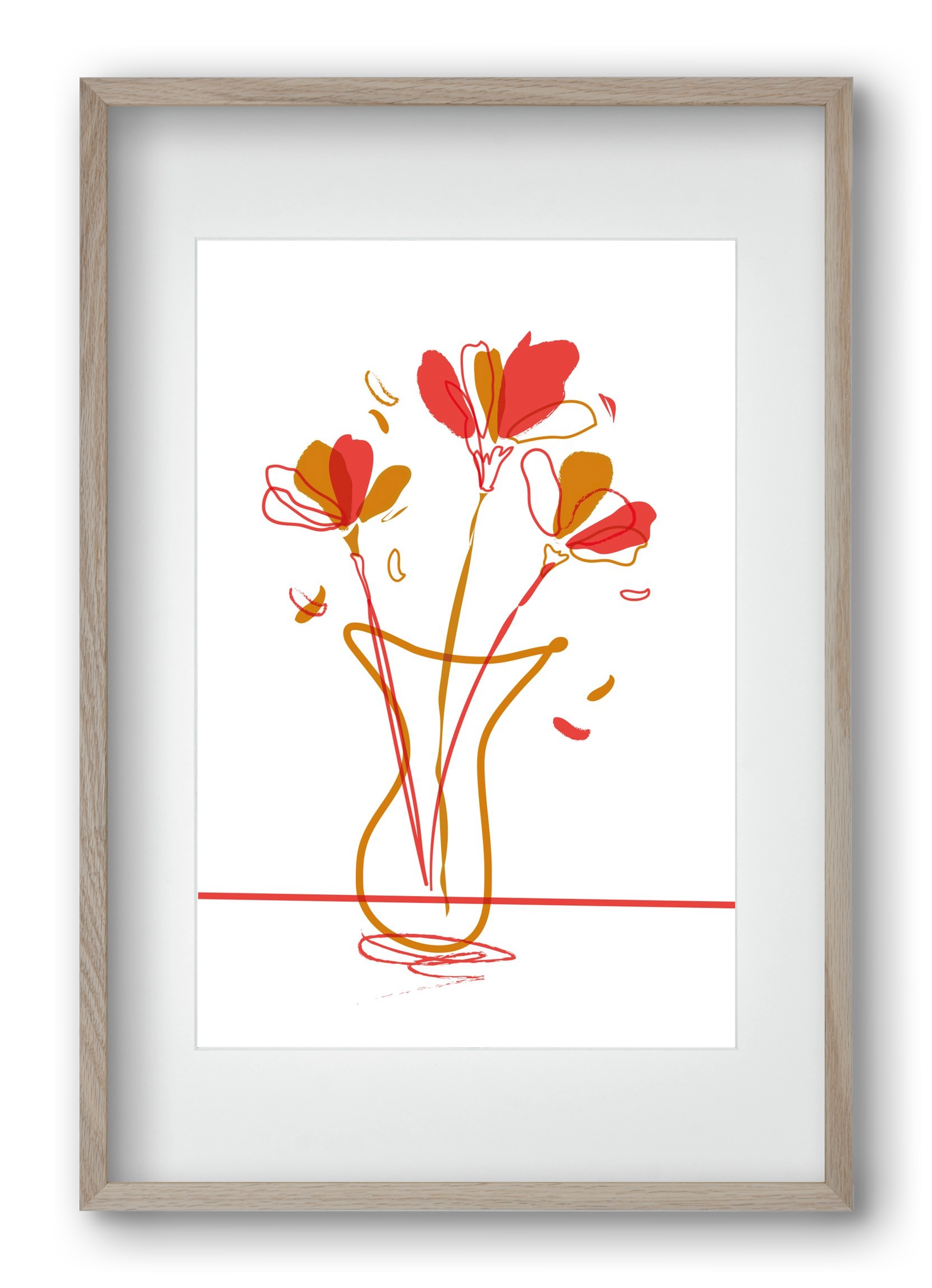 AUTUMN FLOWERS, 40x60 cm (30x45 cm), Tölgy keret, paszpartuval