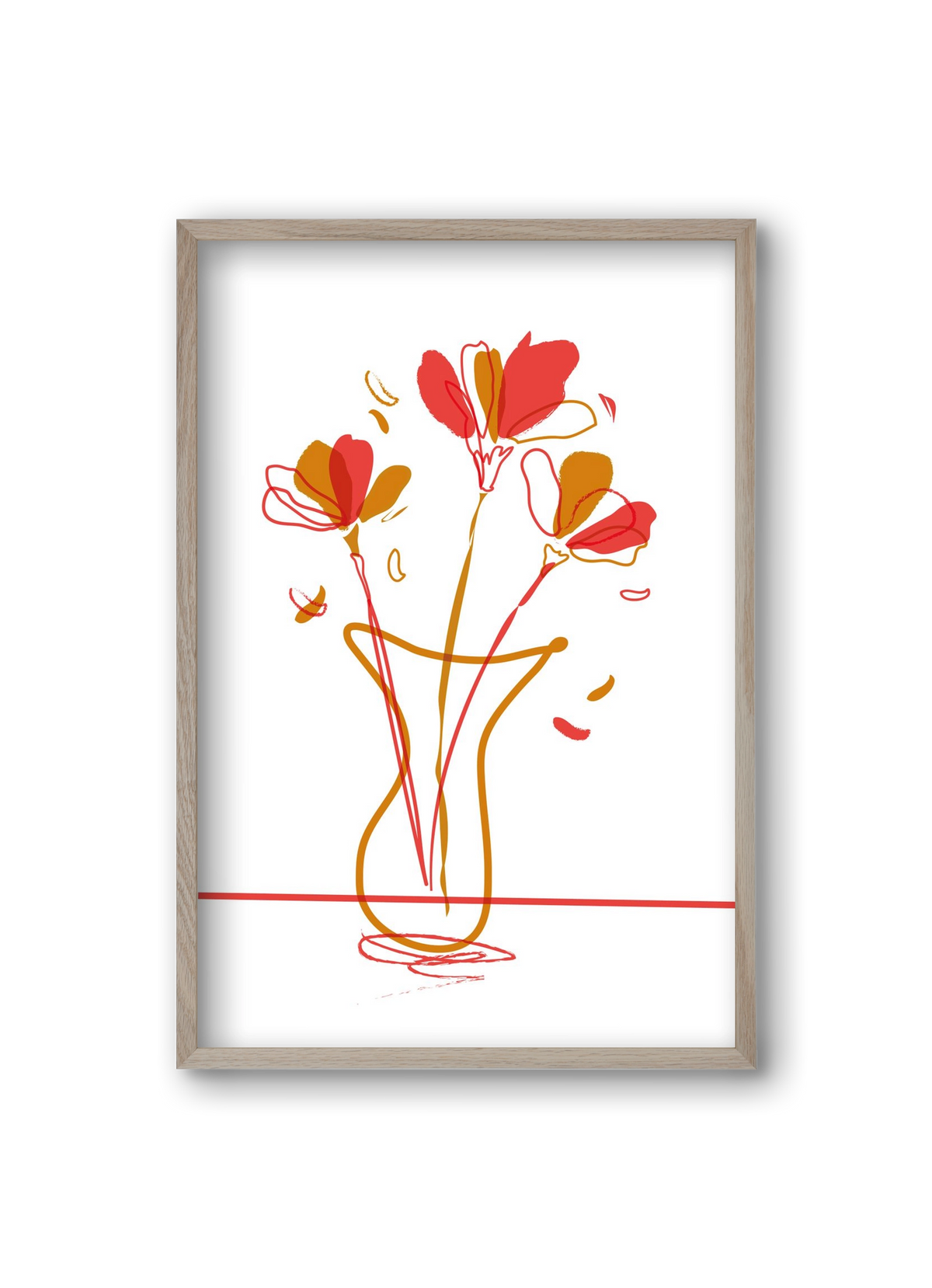 AUTUMN FLOWERS, 20x30 cm (20x30 cm), Tölgy keret