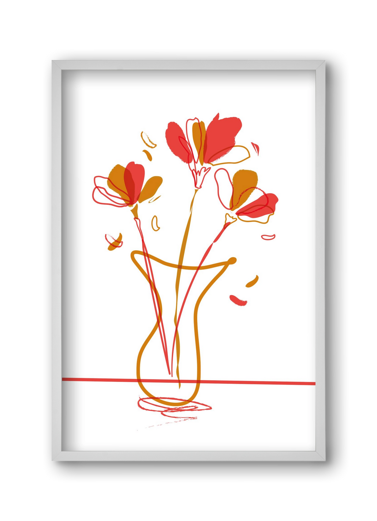 AUTUMN FLOWERS, 30x45 cm (30x45 cm), Fehér keret