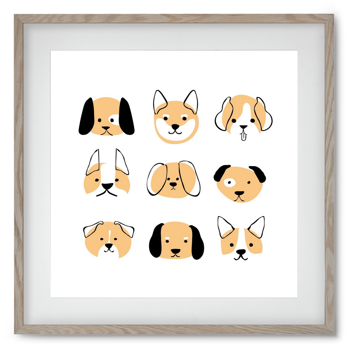 DOGGOS, 50x50 cm (40x40 cm), Tölgy keret, paszpartuval