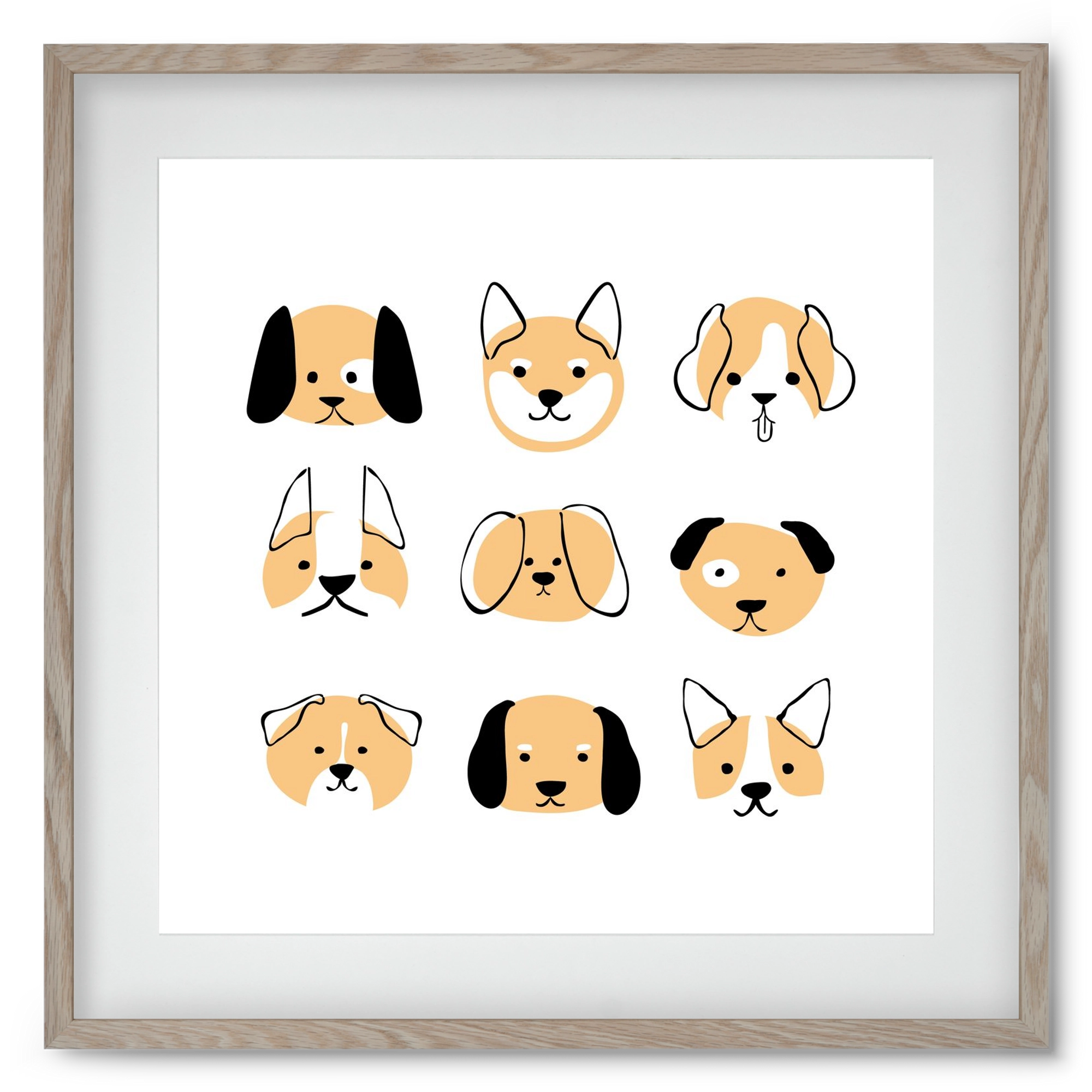 DOGGOS, 50x50 cm (40x40 cm), Tölgy keret, paszpartuval