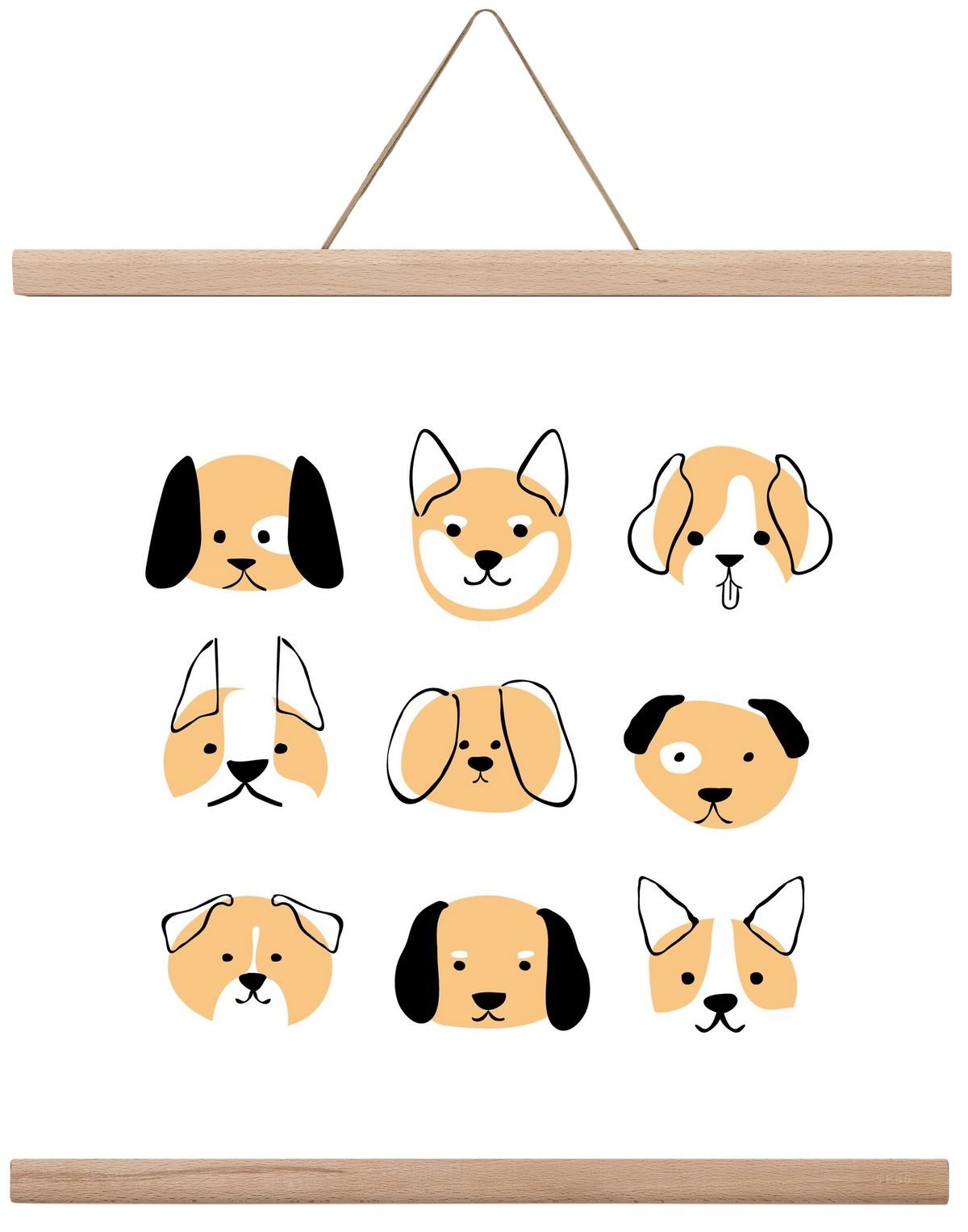 DOGGOS, 40x40 cm (40x40 cm), Tölgy akasztó