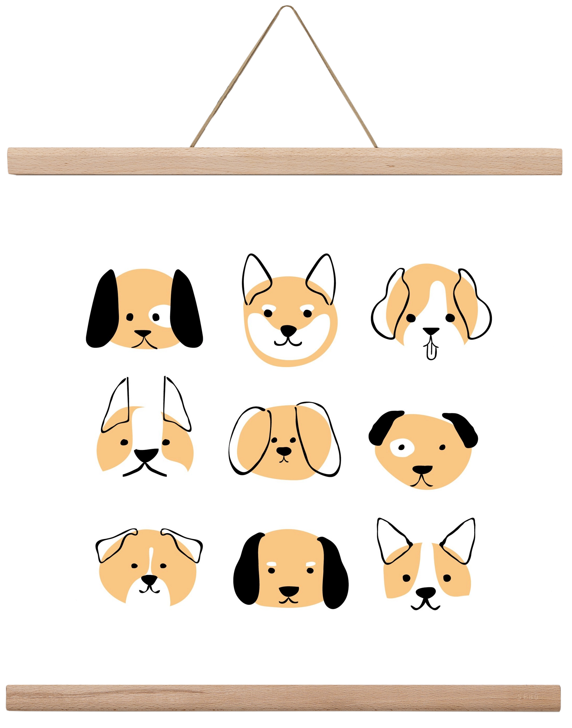 DOGGOS, 40x40 cm (40x40 cm), Tölgy akasztó