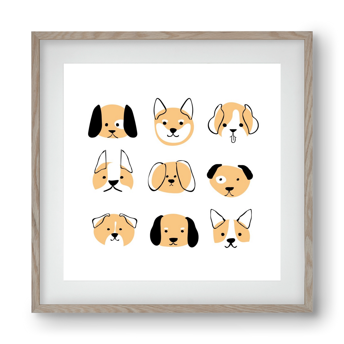 DOGGOS, 40x40 cm (30x30 cm), Tölgy keret, paszpartuval