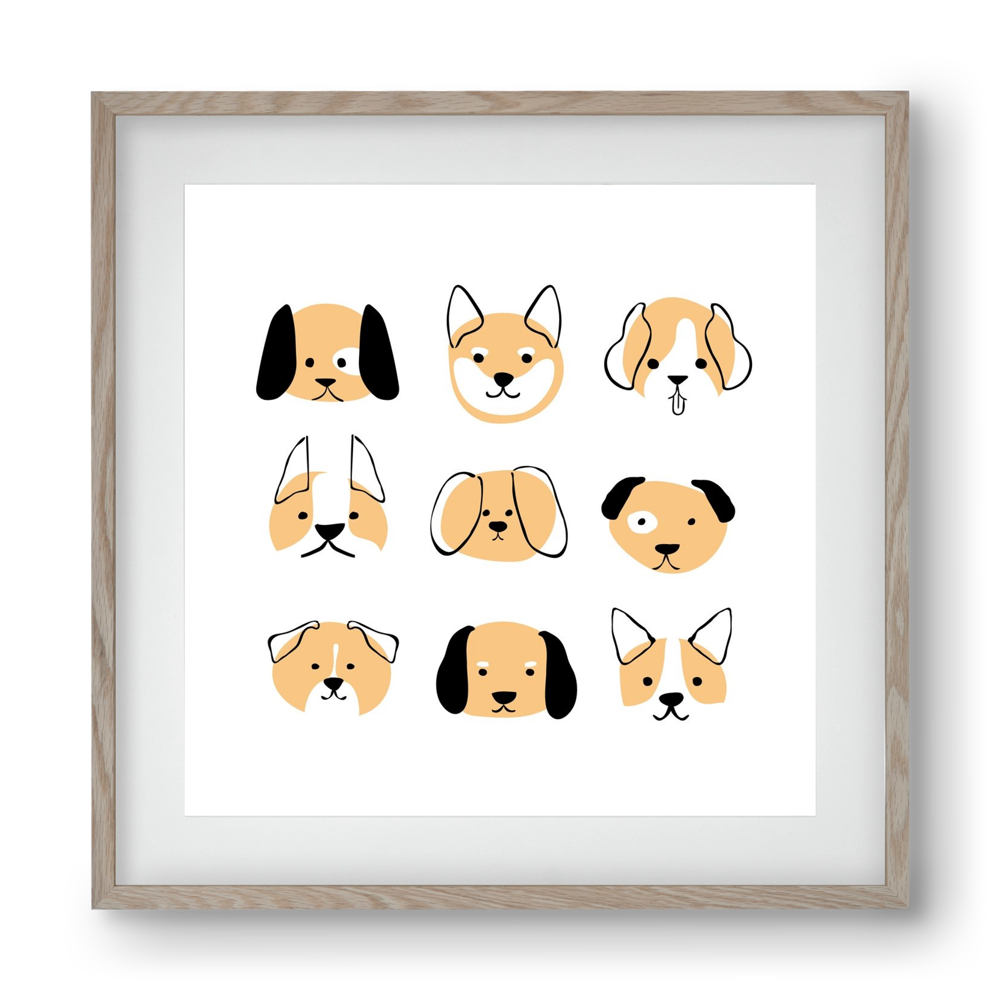 DOGGOS, 40x40 cm (30x30 cm), Tölgy keret, paszpartuval