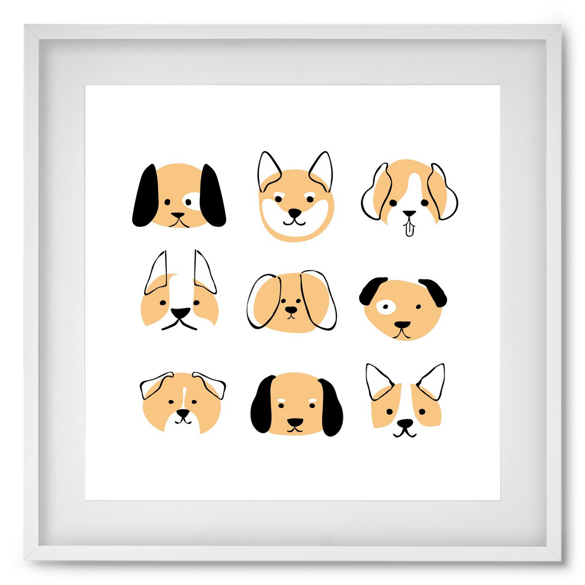 DOGGOS, 50x50 cm (40x40 cm), Fehér keret, paszpartuval