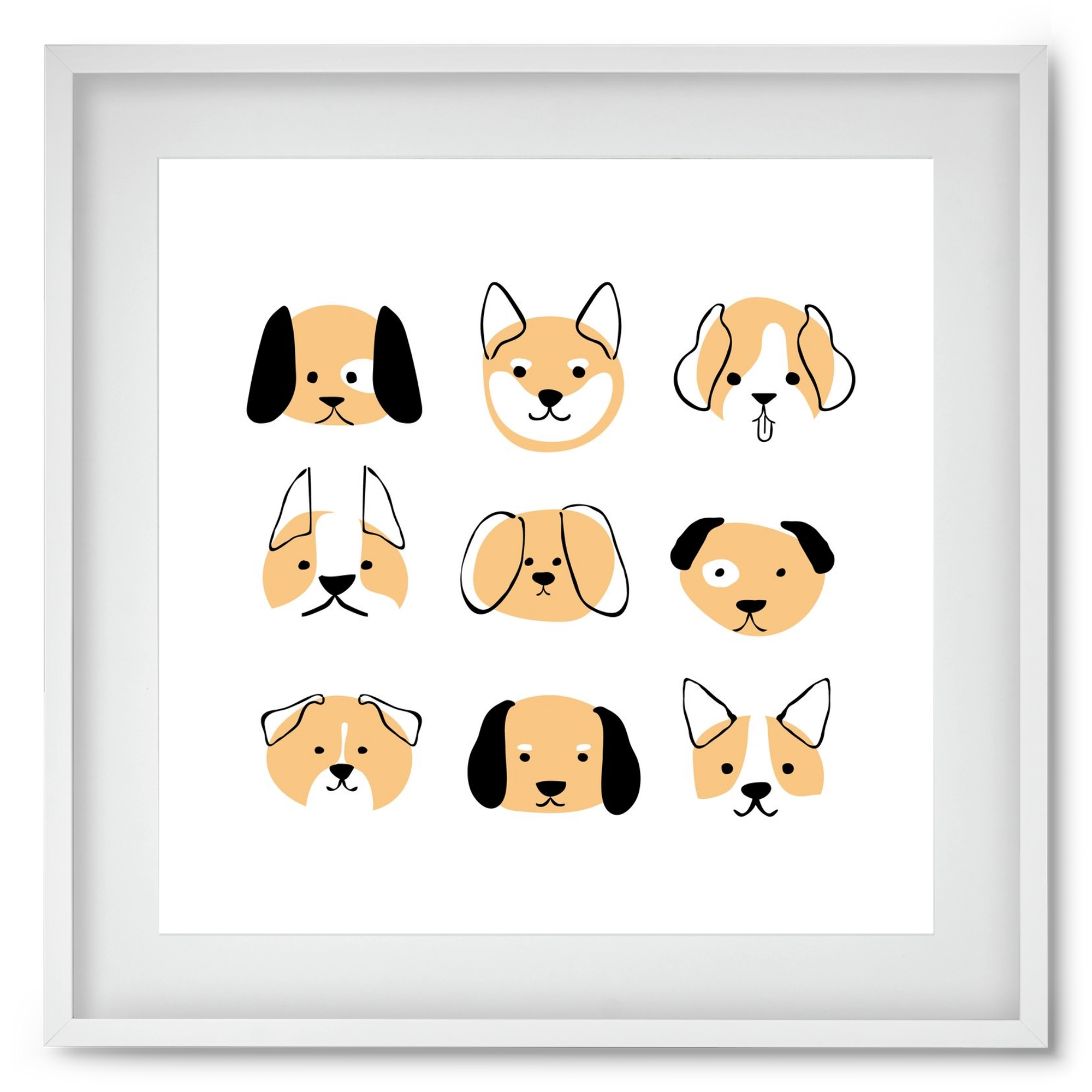 DOGGOS, 50x50 cm (40x40 cm), Fehér keret, paszpartuval