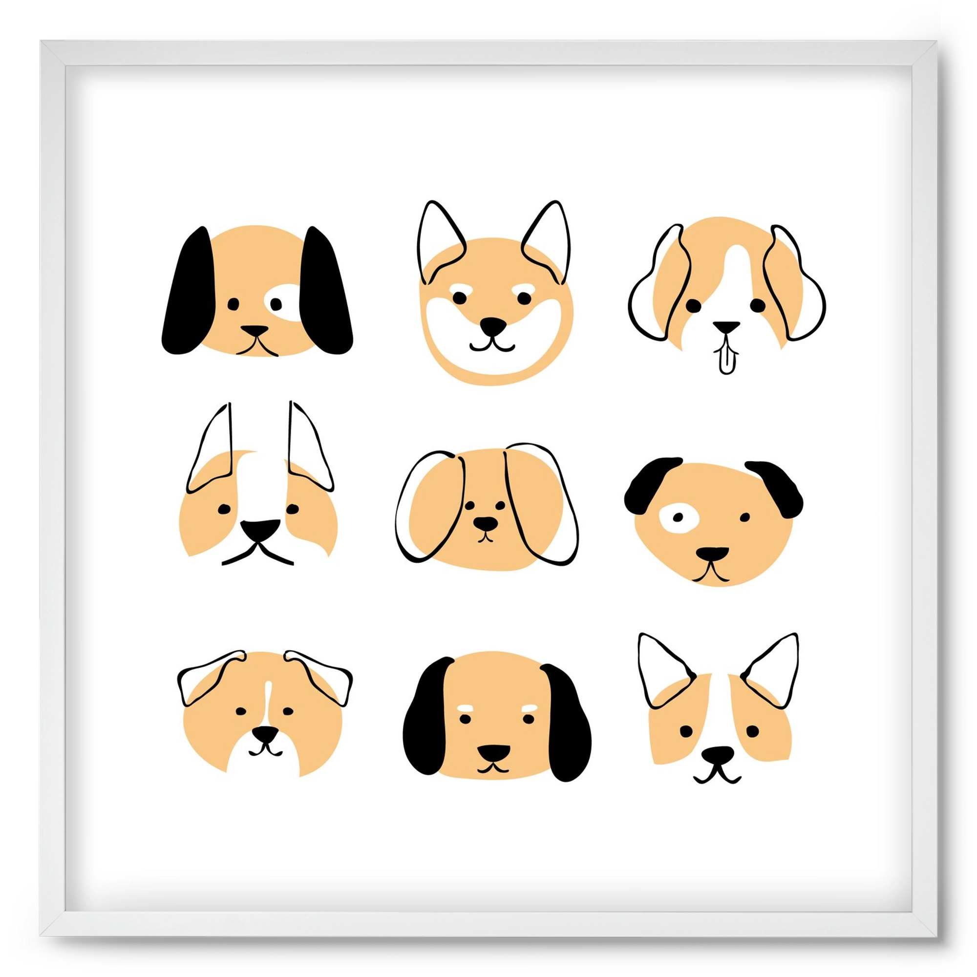 DOGGOS, 50x50 cm (50x50 cm), Fehér keret