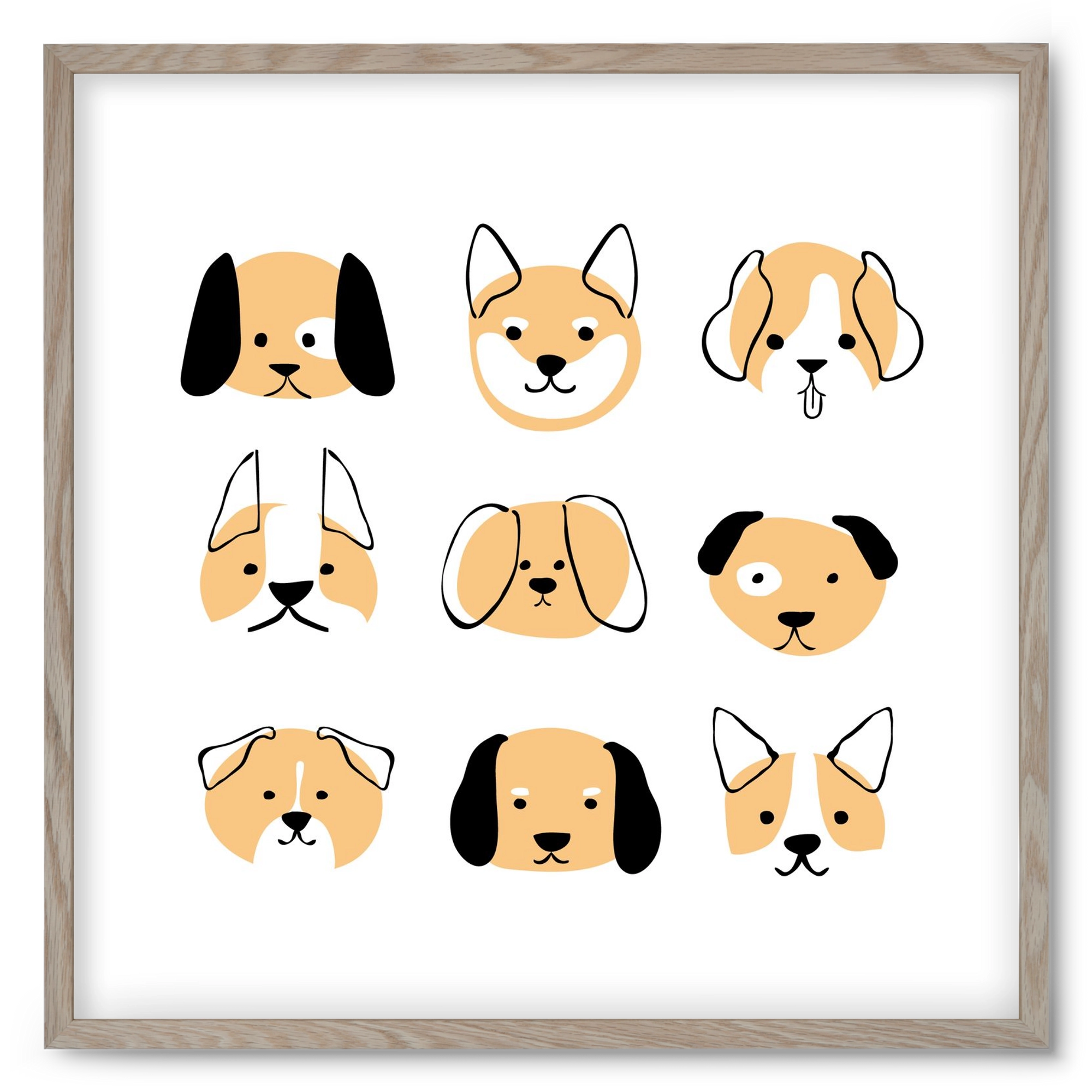 DOGGOS, 50x50 cm (50x50 cm), Tölgy keret