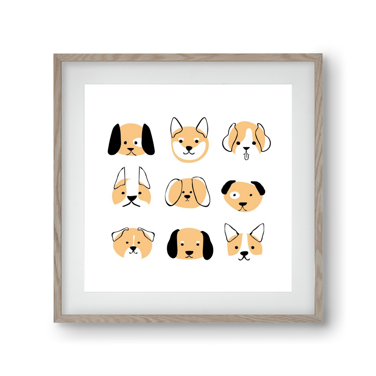 DOGGOS, 30x30 cm (20x20 cm), Tölgy keret, paszpartuval