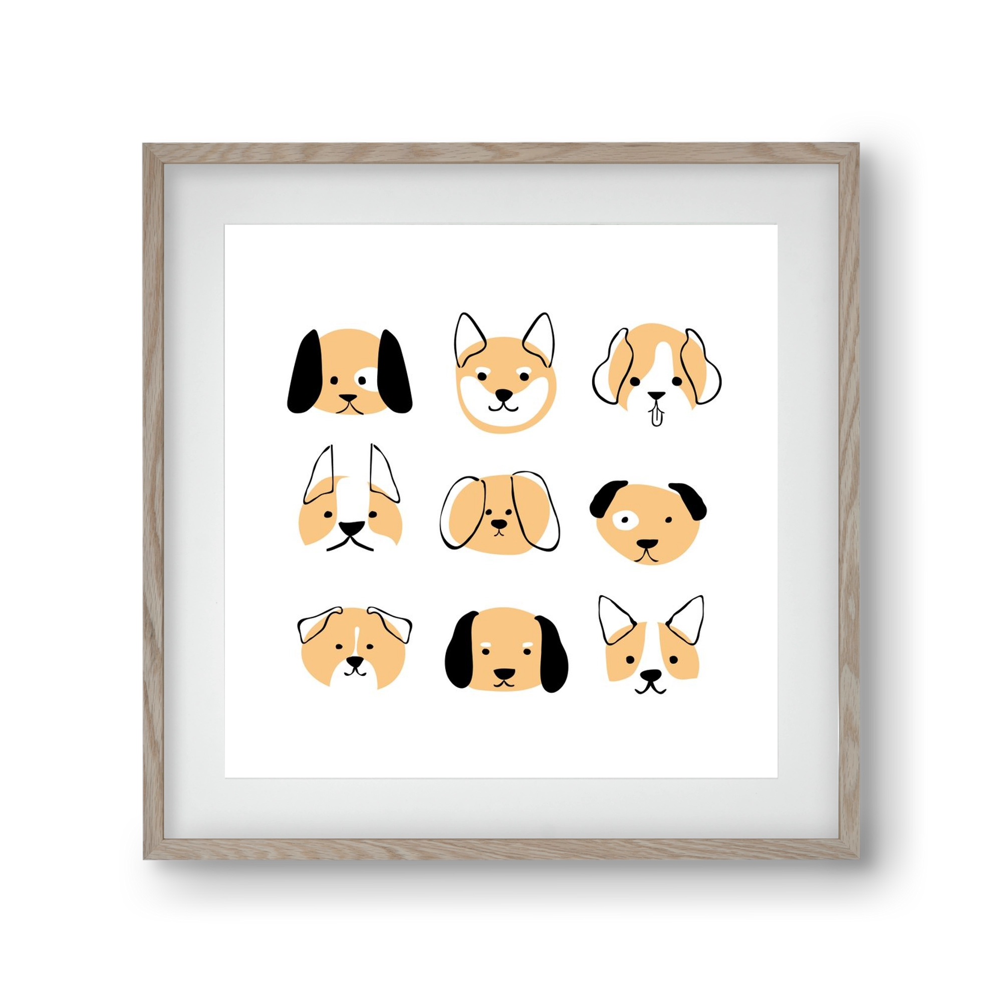 DOGGOS, 30x30 cm (20x20 cm), Tölgy keret, paszpartuval