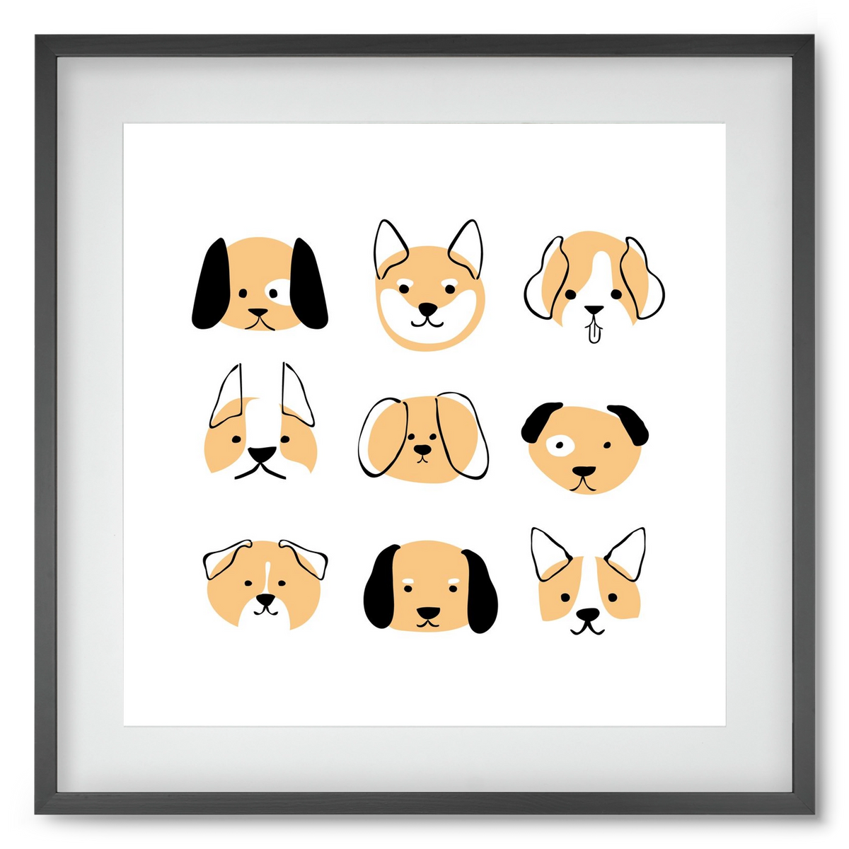 DOGGOS, 50x50 cm (40x40 cm), Fekete keret, paszpartuval