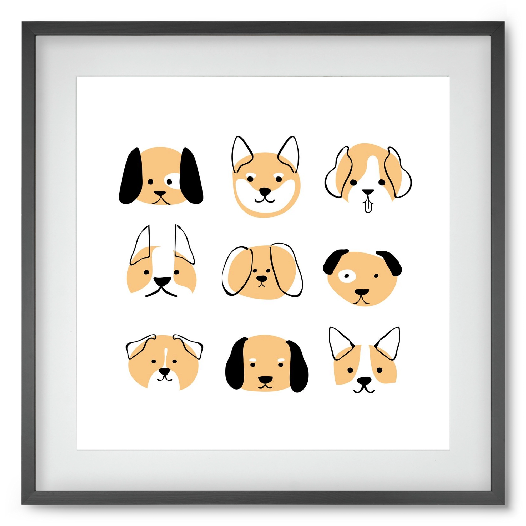 DOGGOS, 50x50 cm (40x40 cm), Fekete keret, paszpartuval