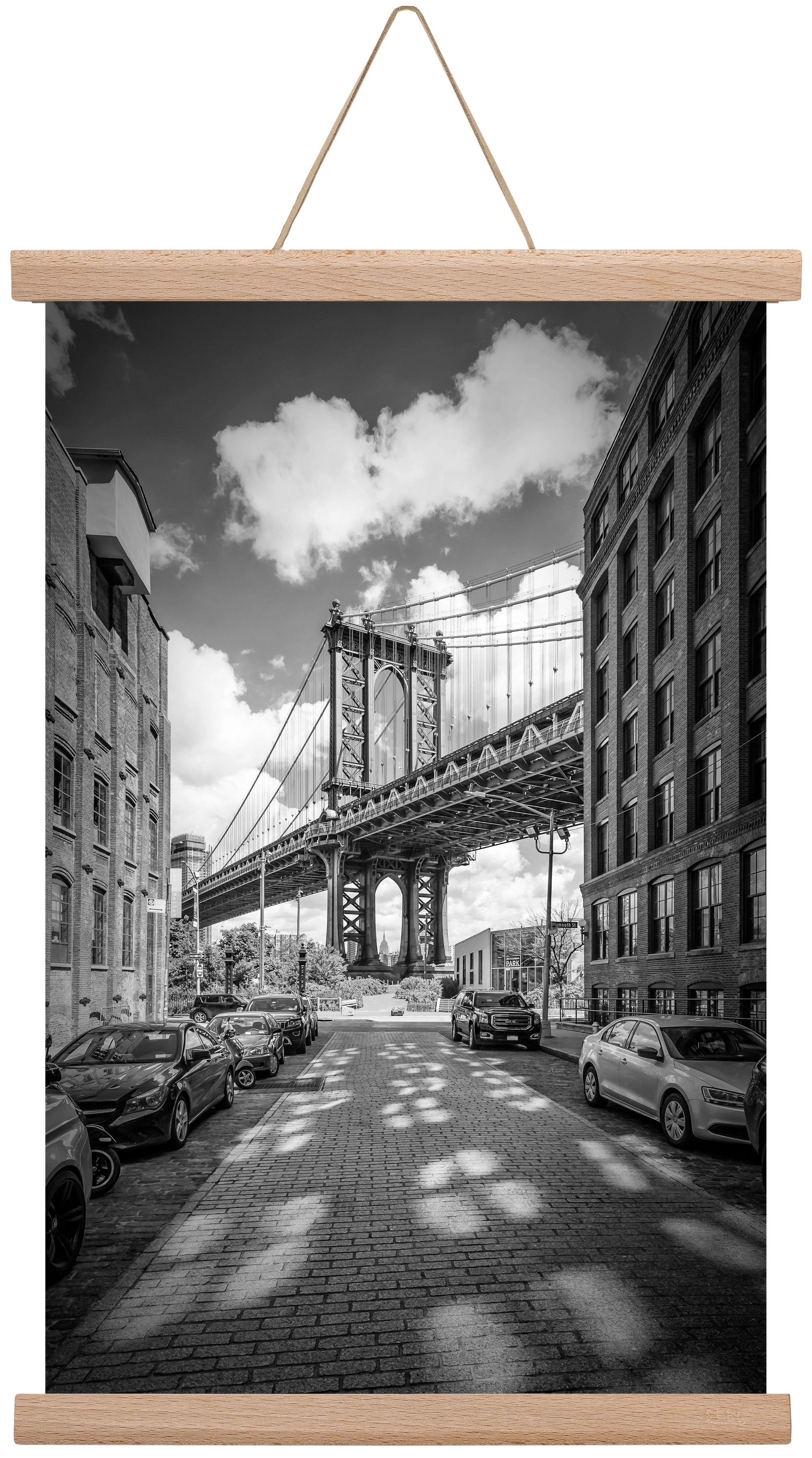 NEW YORK CITY Manhattan Bridge, 30x45 cm (30x45 cm), Tölgy akasztó