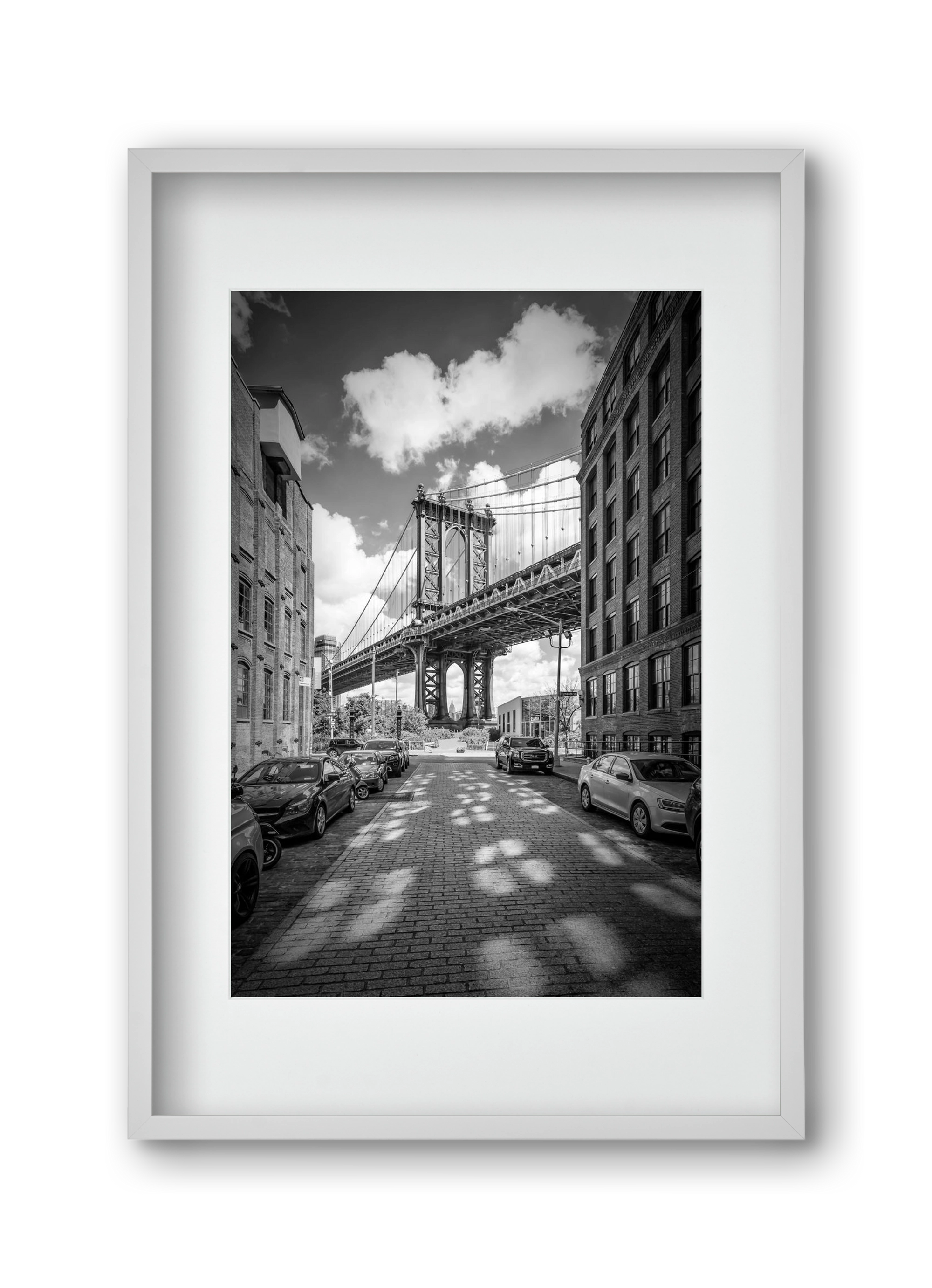 NEW YORK CITY Manhattan Bridge, 30x45 cm (20x30 cm), Fehér keret, paszpartuval