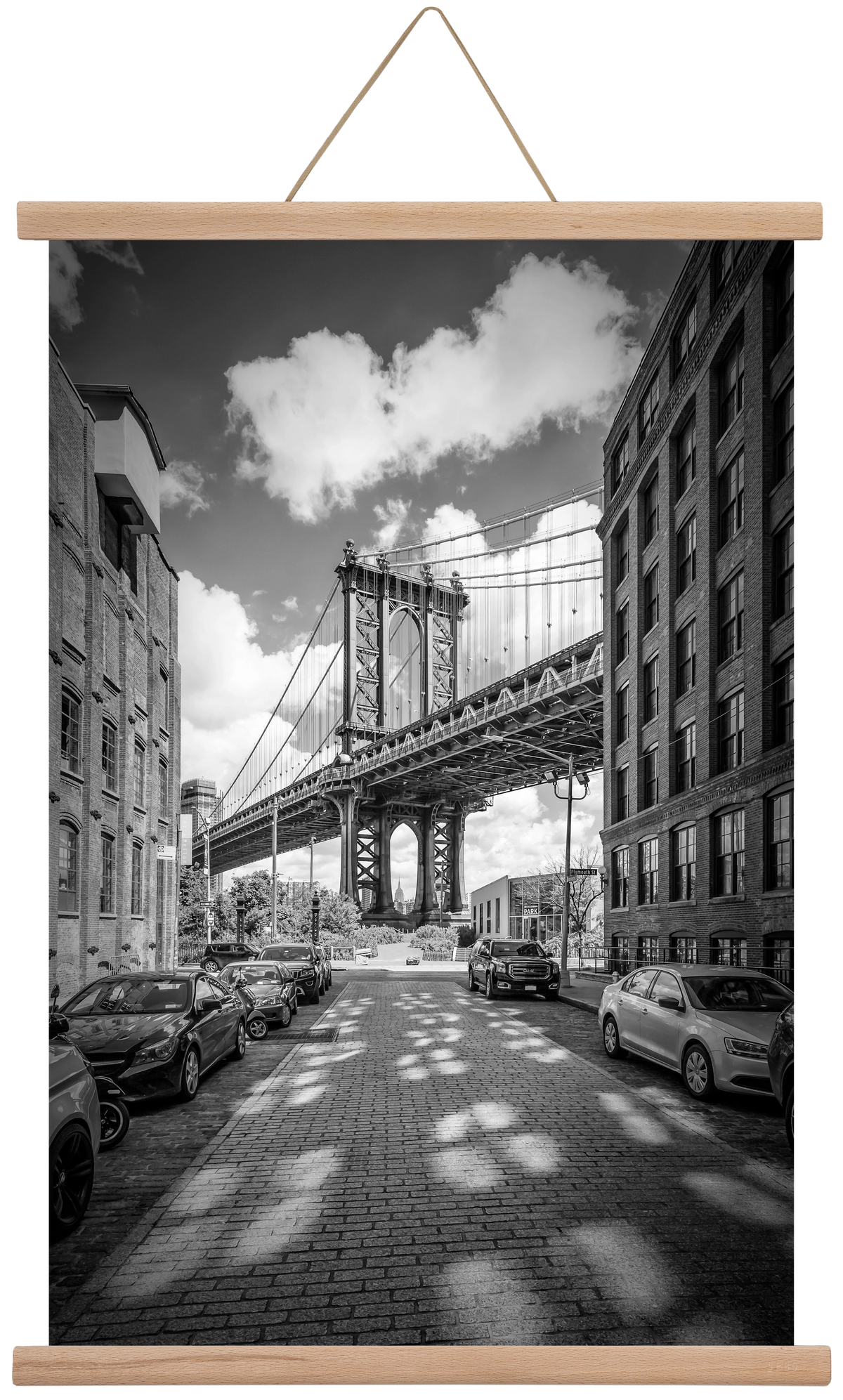 NEW YORK CITY Manhattan Bridge, 40x60 cm (40x60 cm), Tölgy akasztó