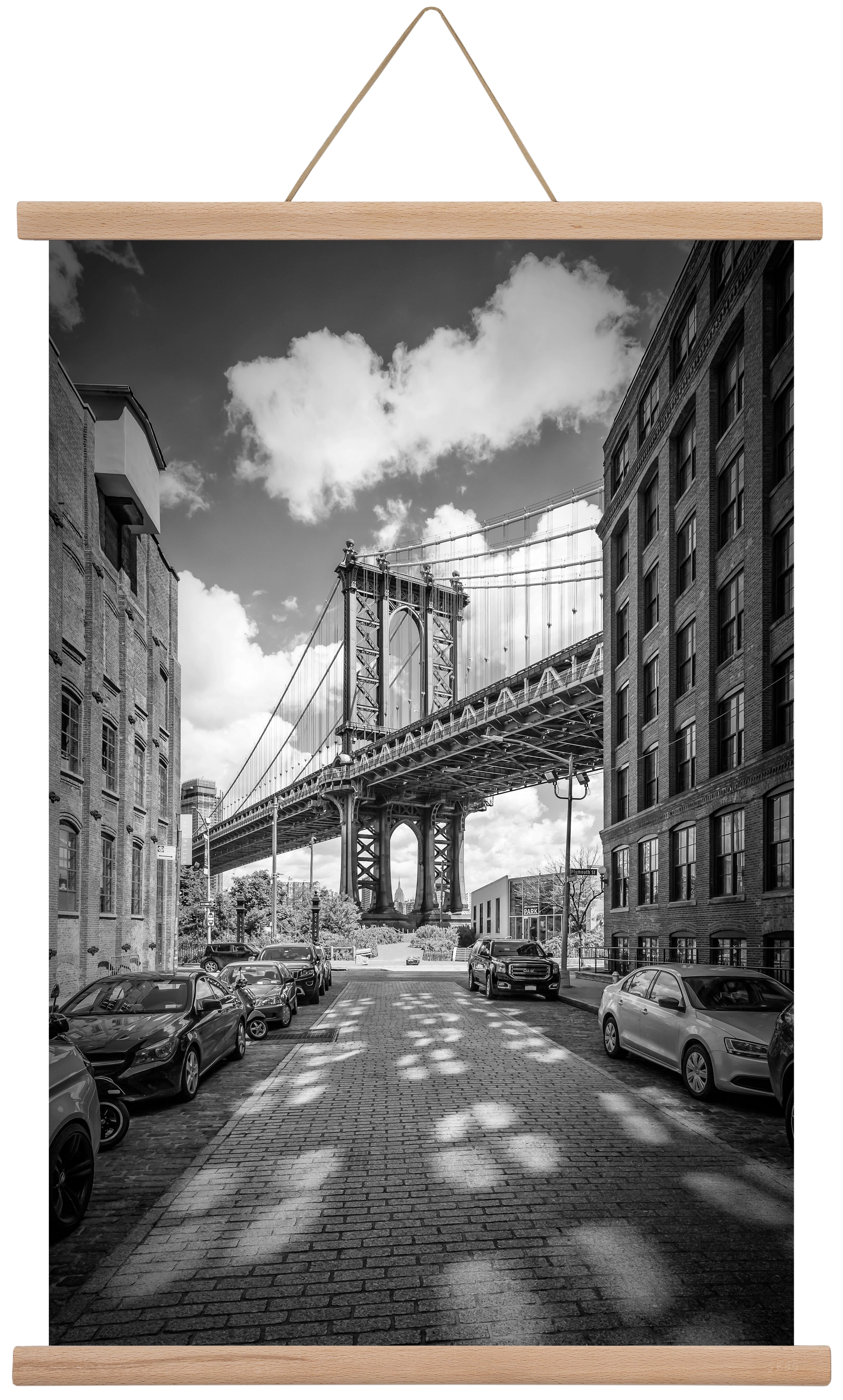 NEW YORK CITY Manhattan Bridge, 40x60 cm (40x60 cm), Tölgy akasztó