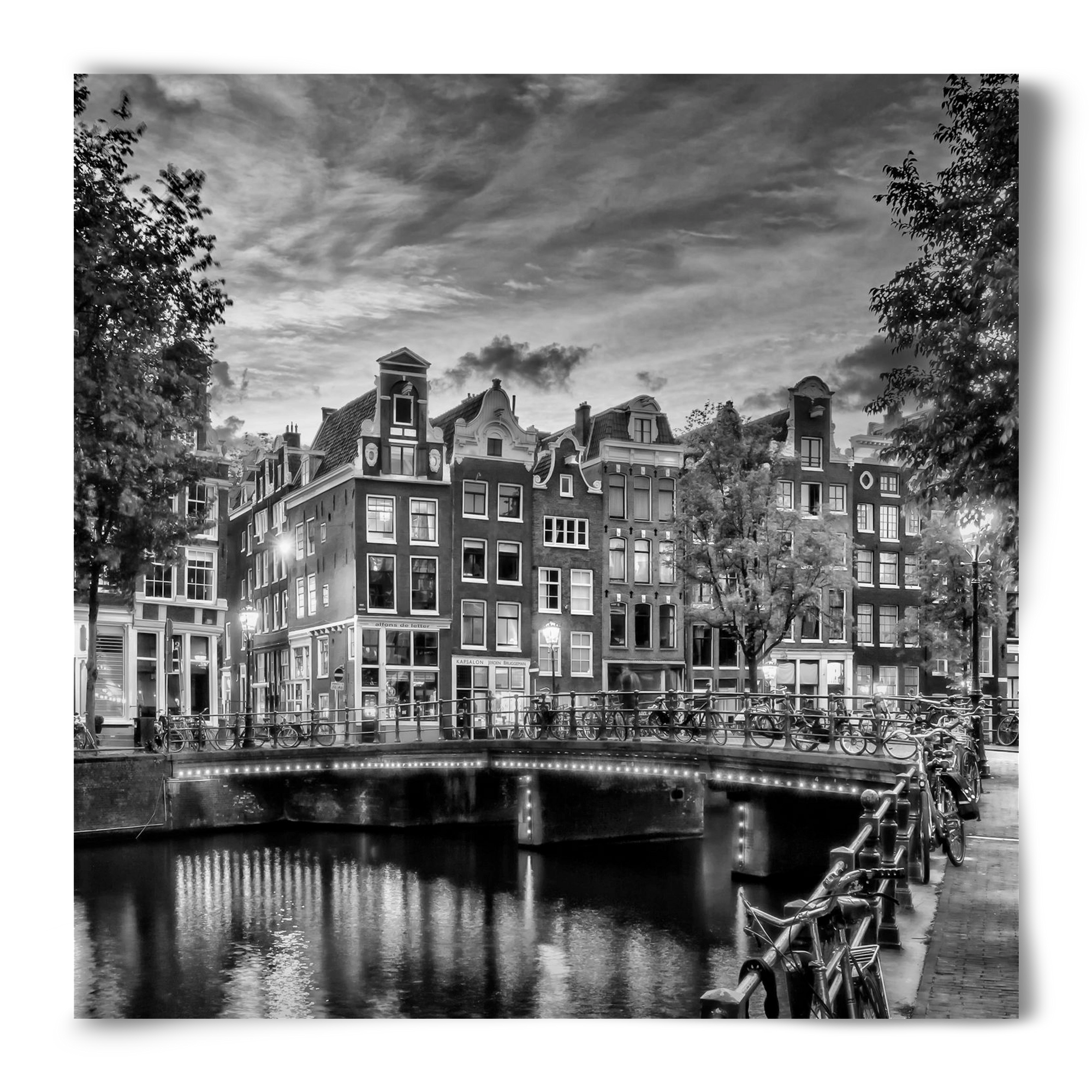 AMSTERDAM Idyllic impression from Singel | Monochrome, 50x50 cm, Keret nélkül