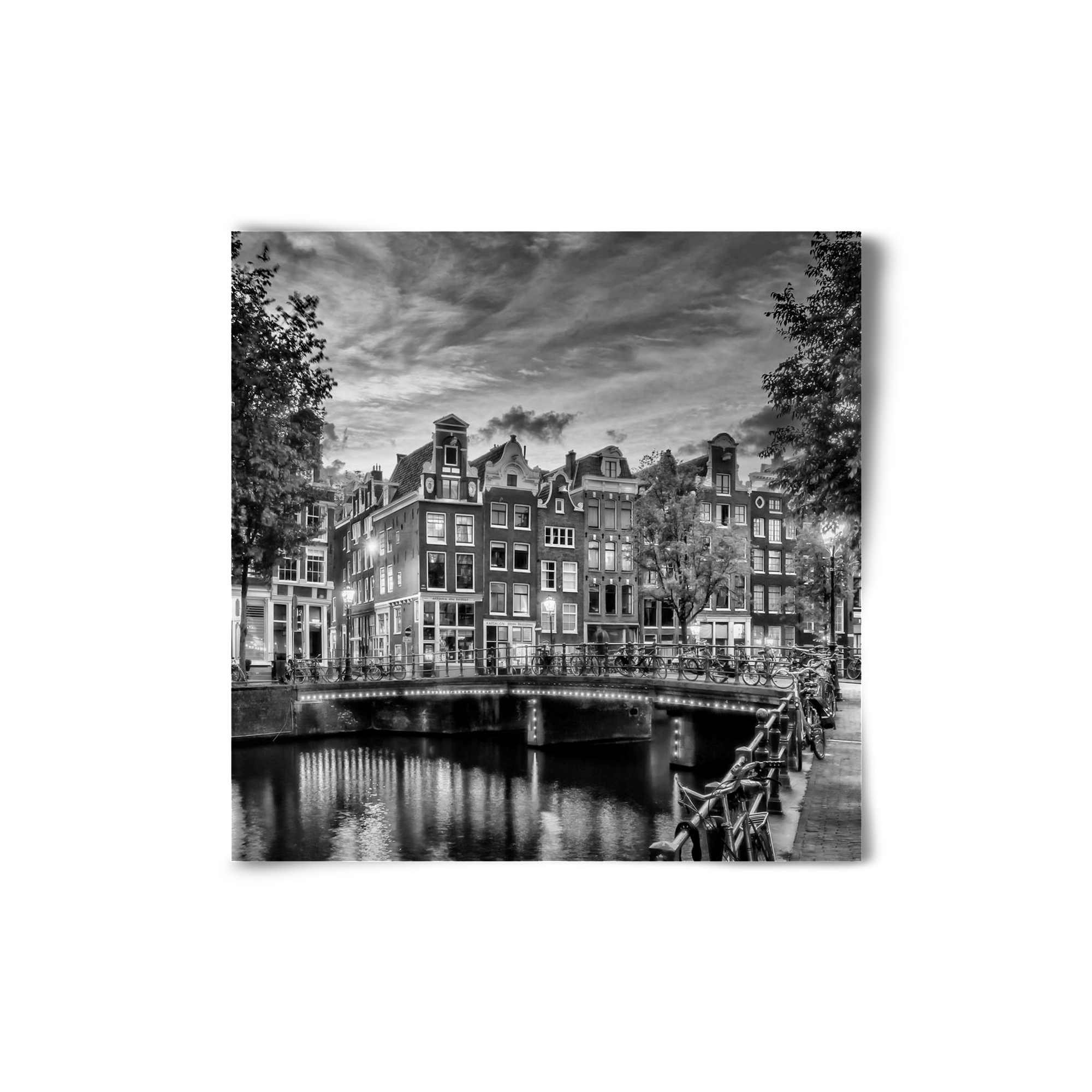 AMSTERDAM Idyllic impression from Singel | Monochrome, 20x20 cm, Keret nélkül