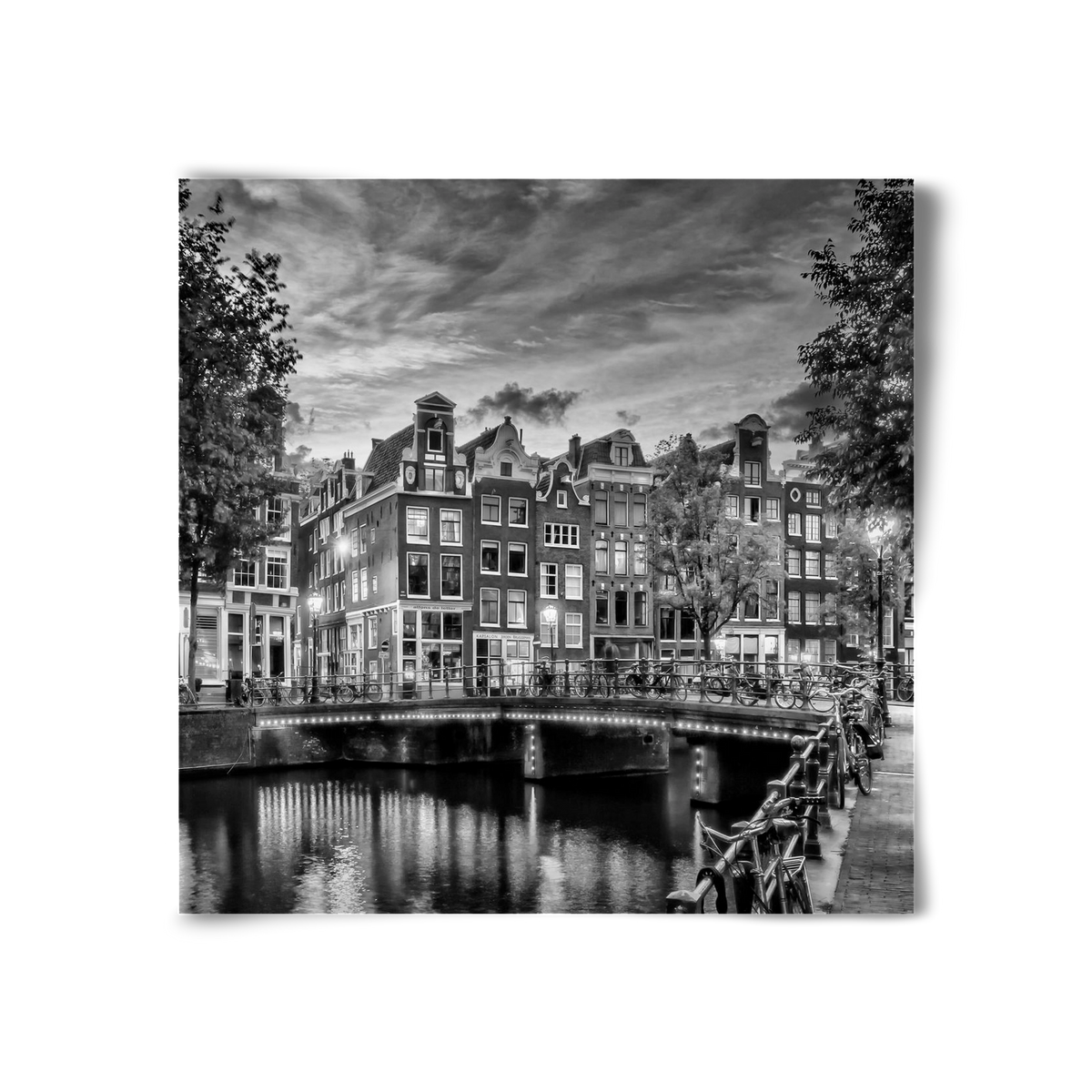 AMSTERDAM Idyllic impression from Singel | Monochrome, 30x30 cm, Keret nélkül