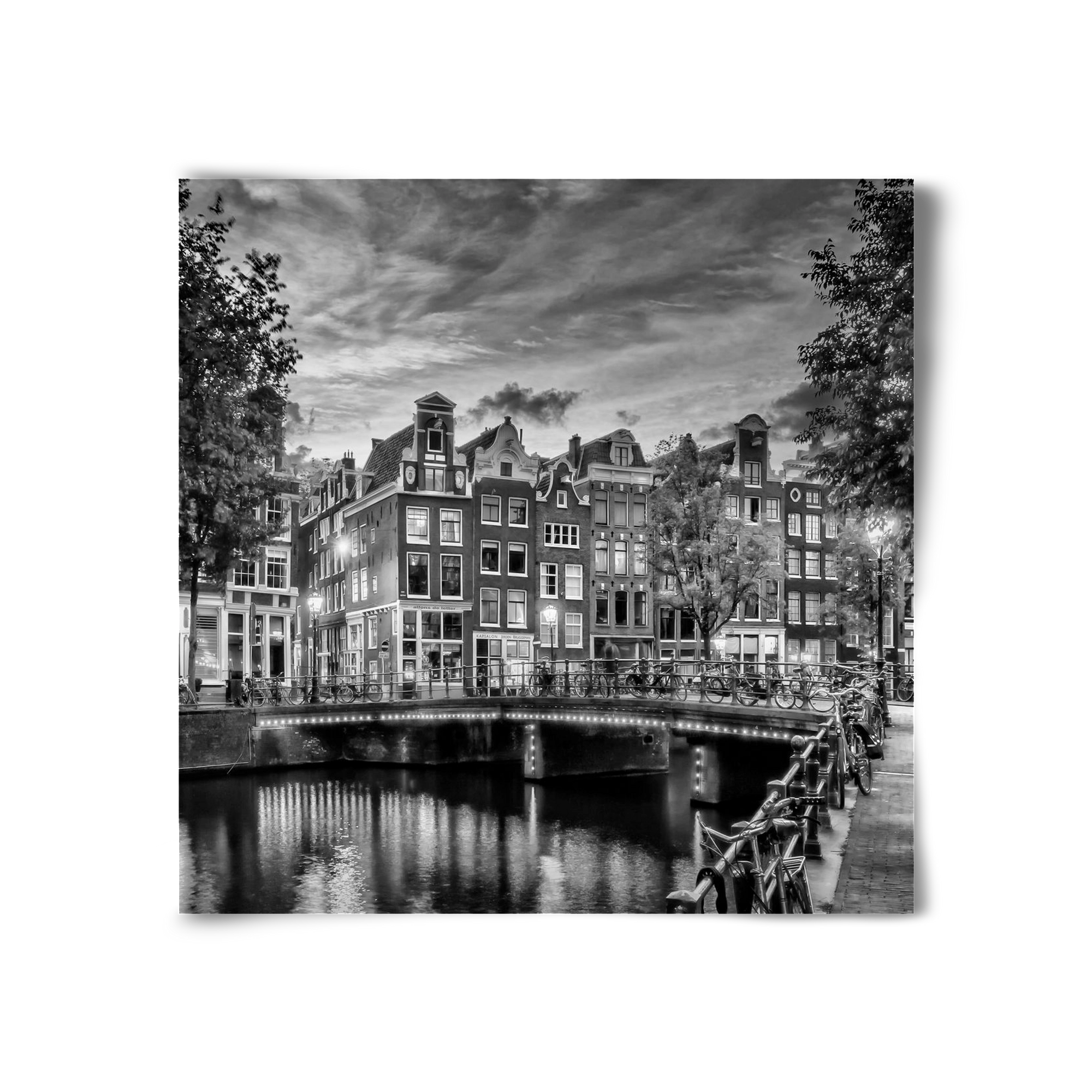 AMSTERDAM Idyllic impression from Singel | Monochrome, 30x30 cm, Keret nélkül