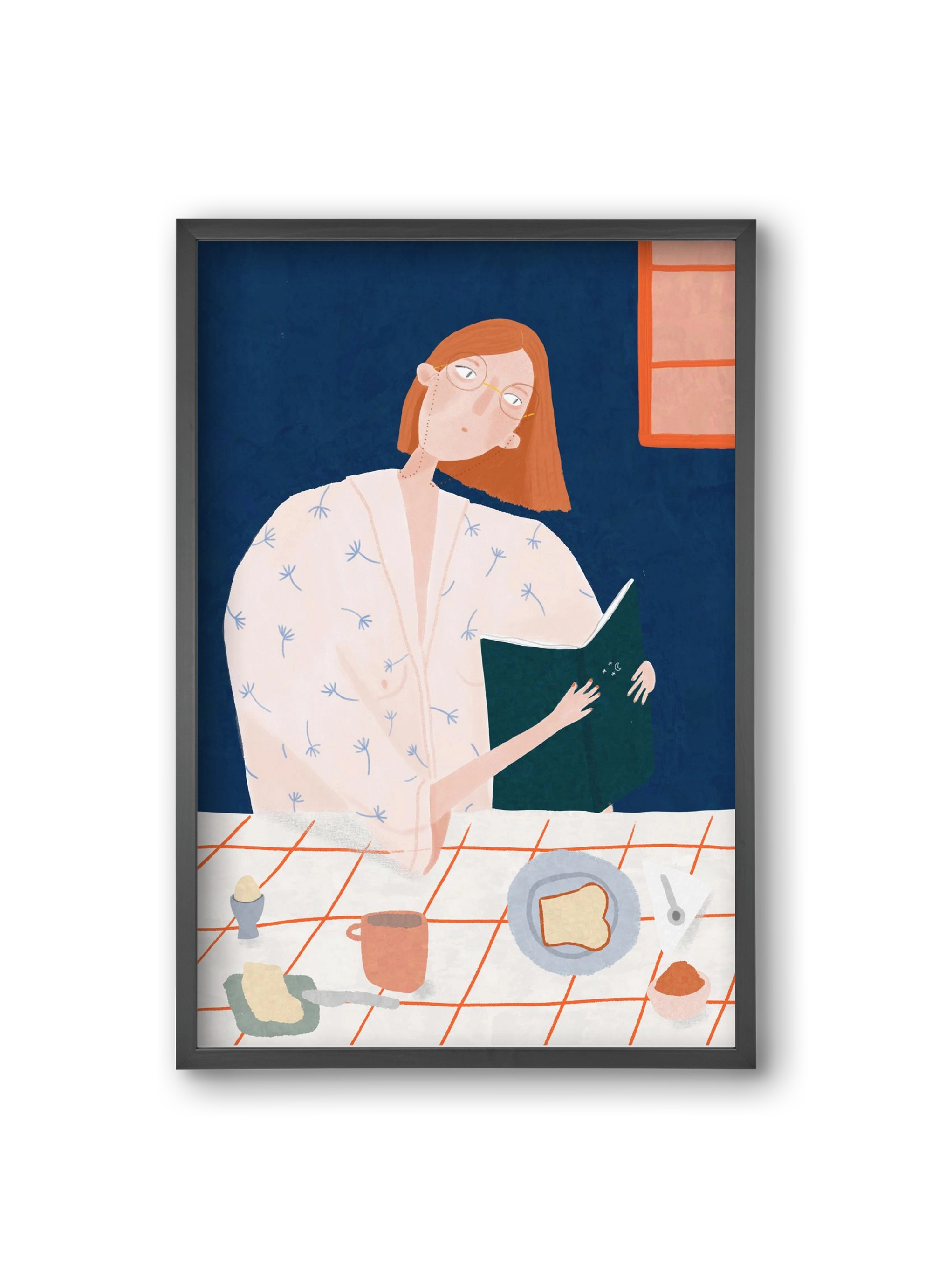 Olvasó lány, 20x30 cm (20x30 cm), Fekete keret