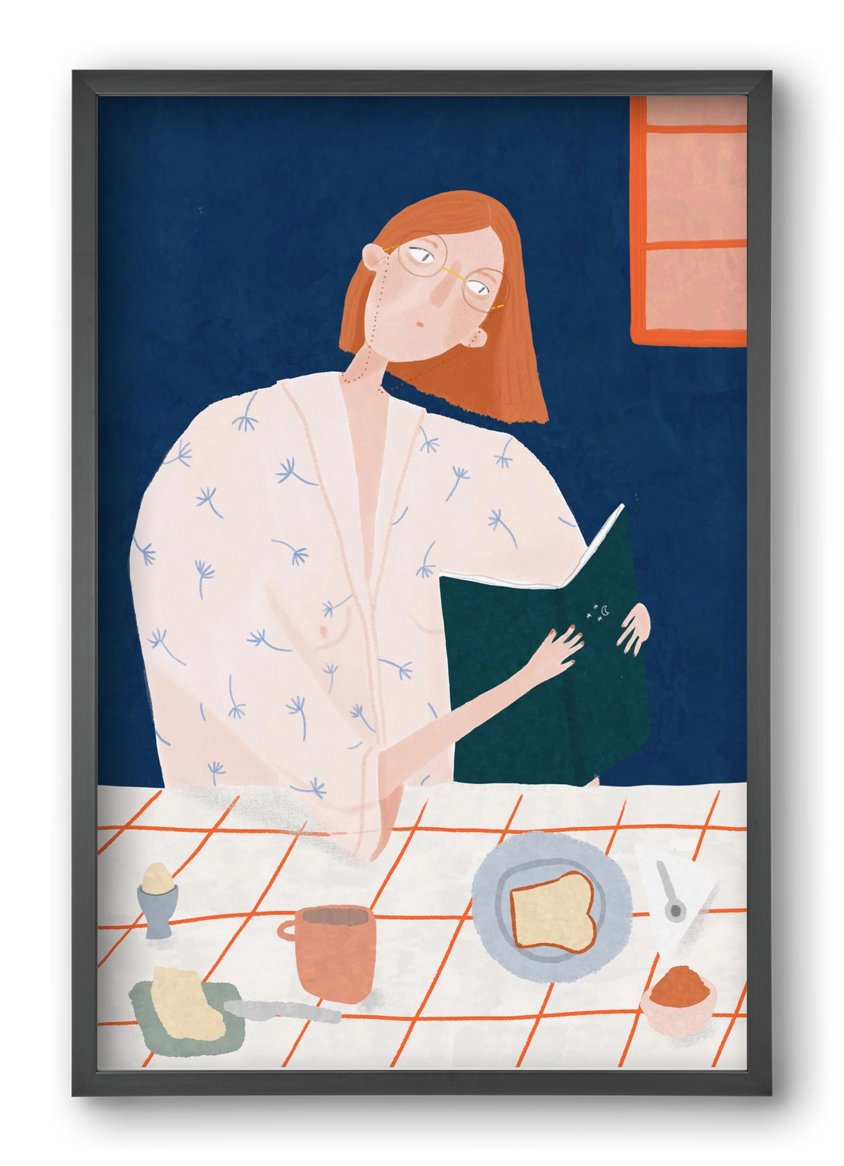 Olvasó lány, 40x60 cm (40x60 cm), Fekete keret