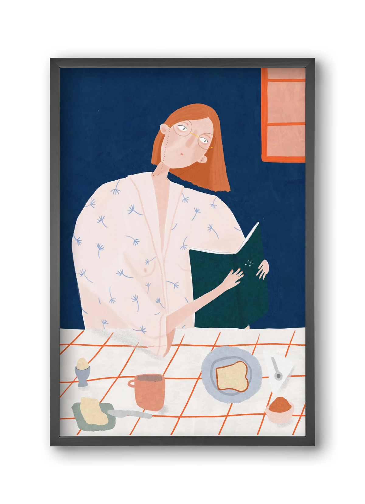 Olvasó lány, 30x45 cm (30x45 cm), Fekete keret